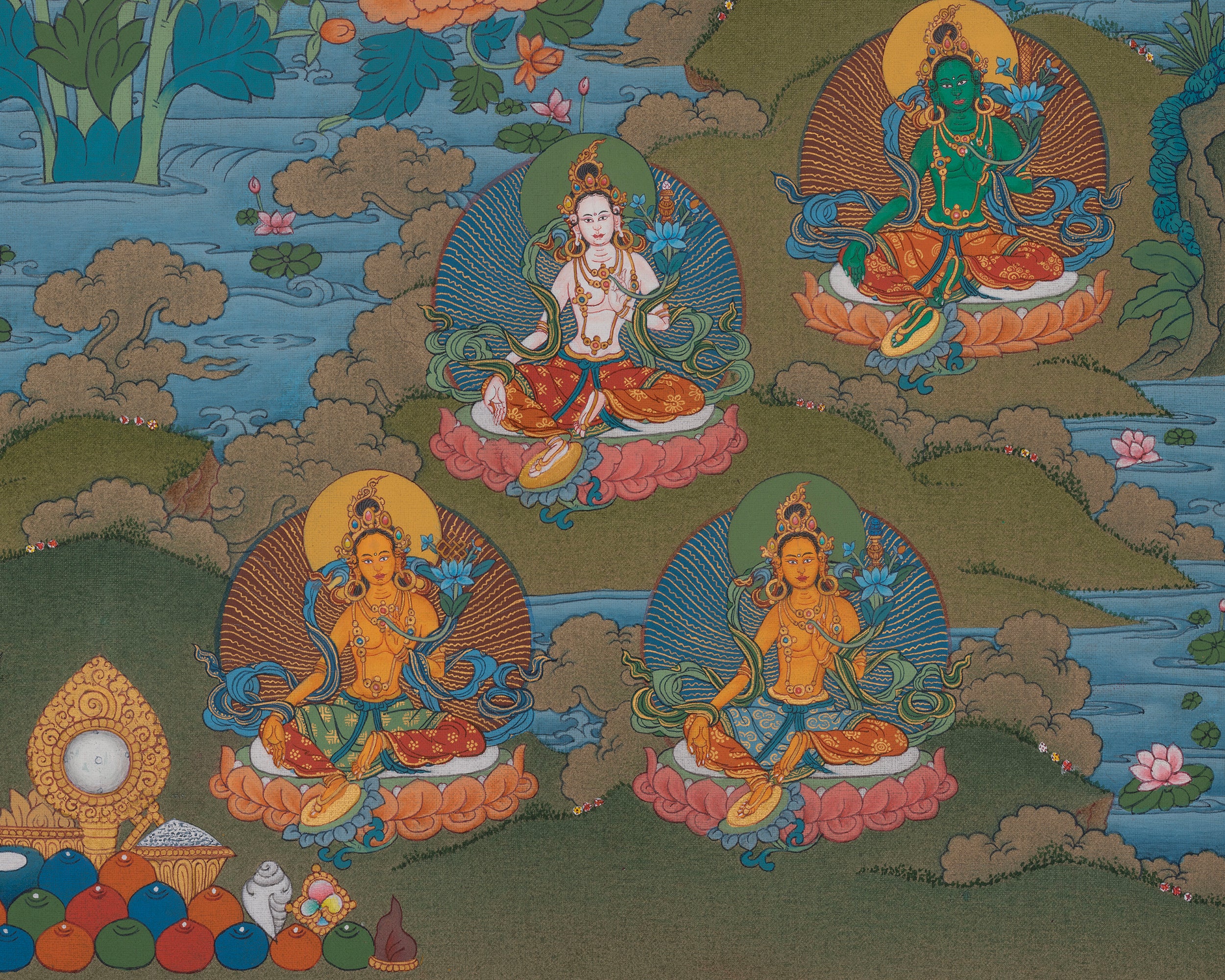 21 Tara Spiritual Art | Sacred Tara Forms Artwork | Thangka Painting | Shyama Tara