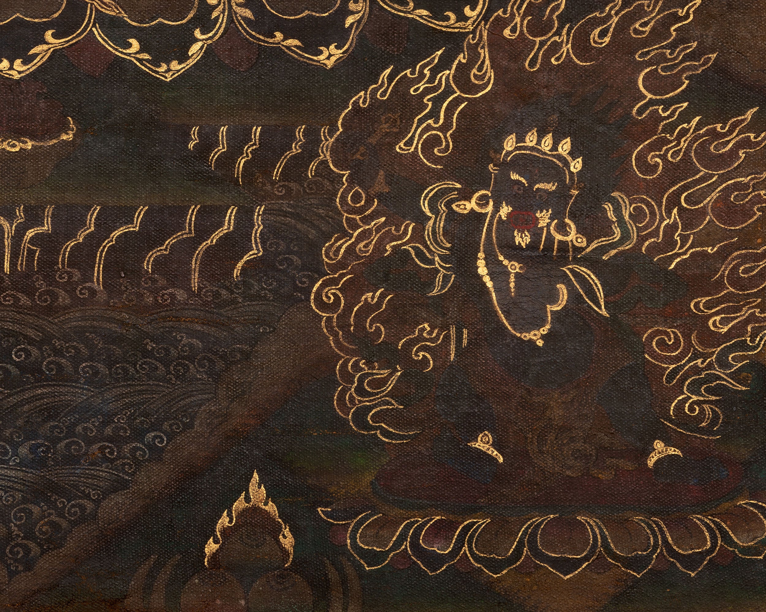 6-Armed Dharmapala Mahakala | Vintage Tibetan Thangka Painting