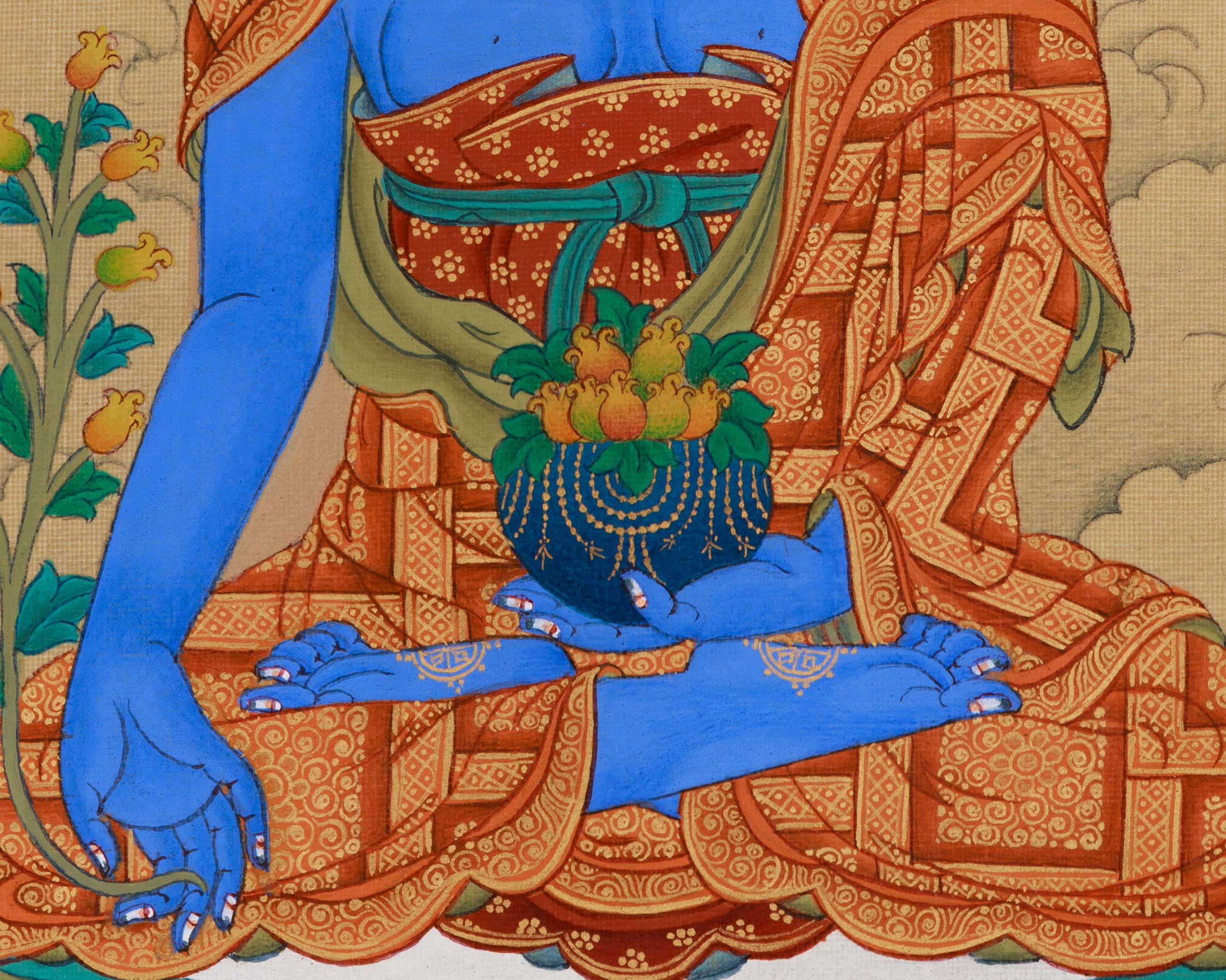 Tibetan Buddhist Healing Deity, Bhaisajyaguru Thangka | LHASA HUES
