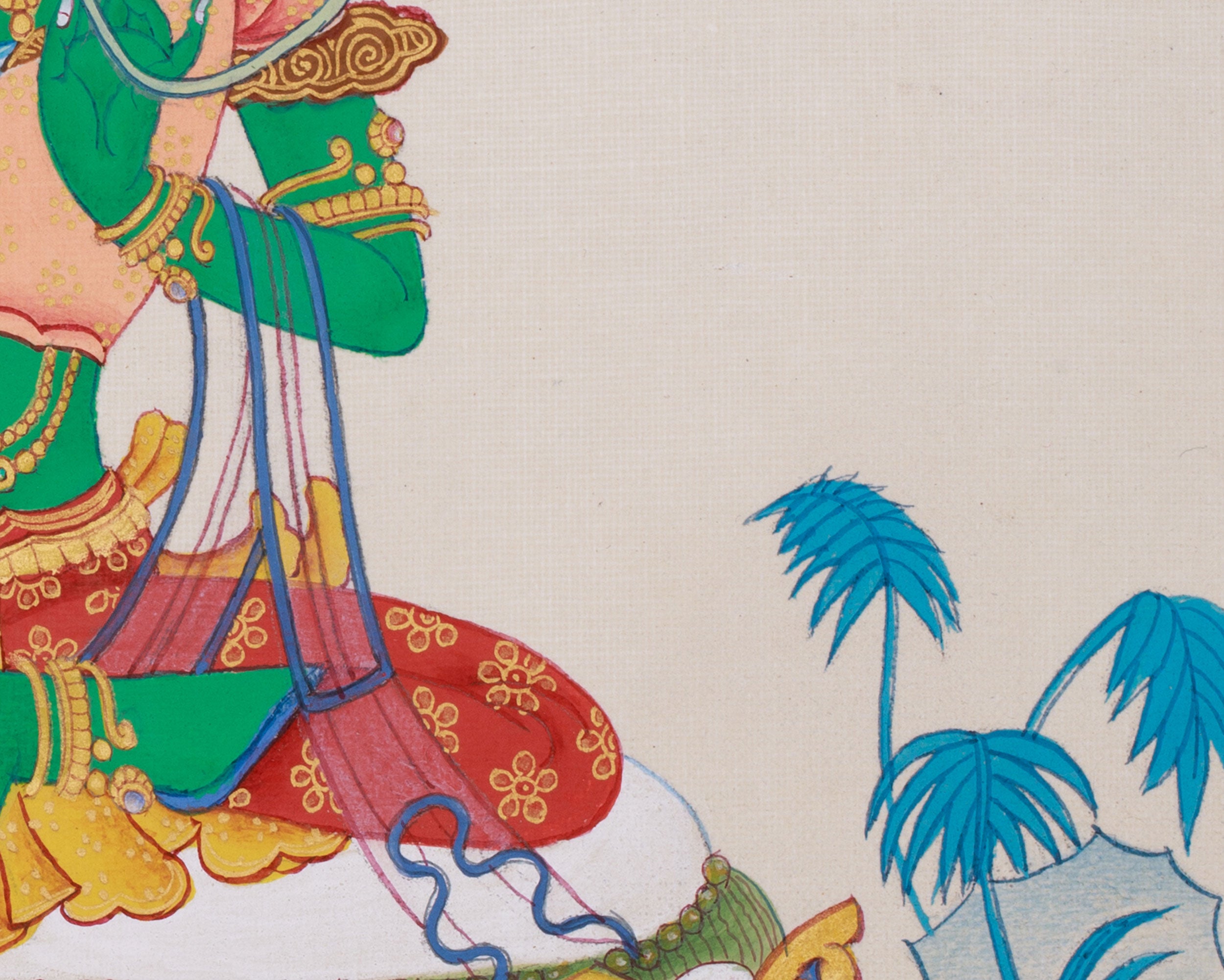 23 cm Savior Green Tara Thangka | Goddess of Compassion and Swift Protection