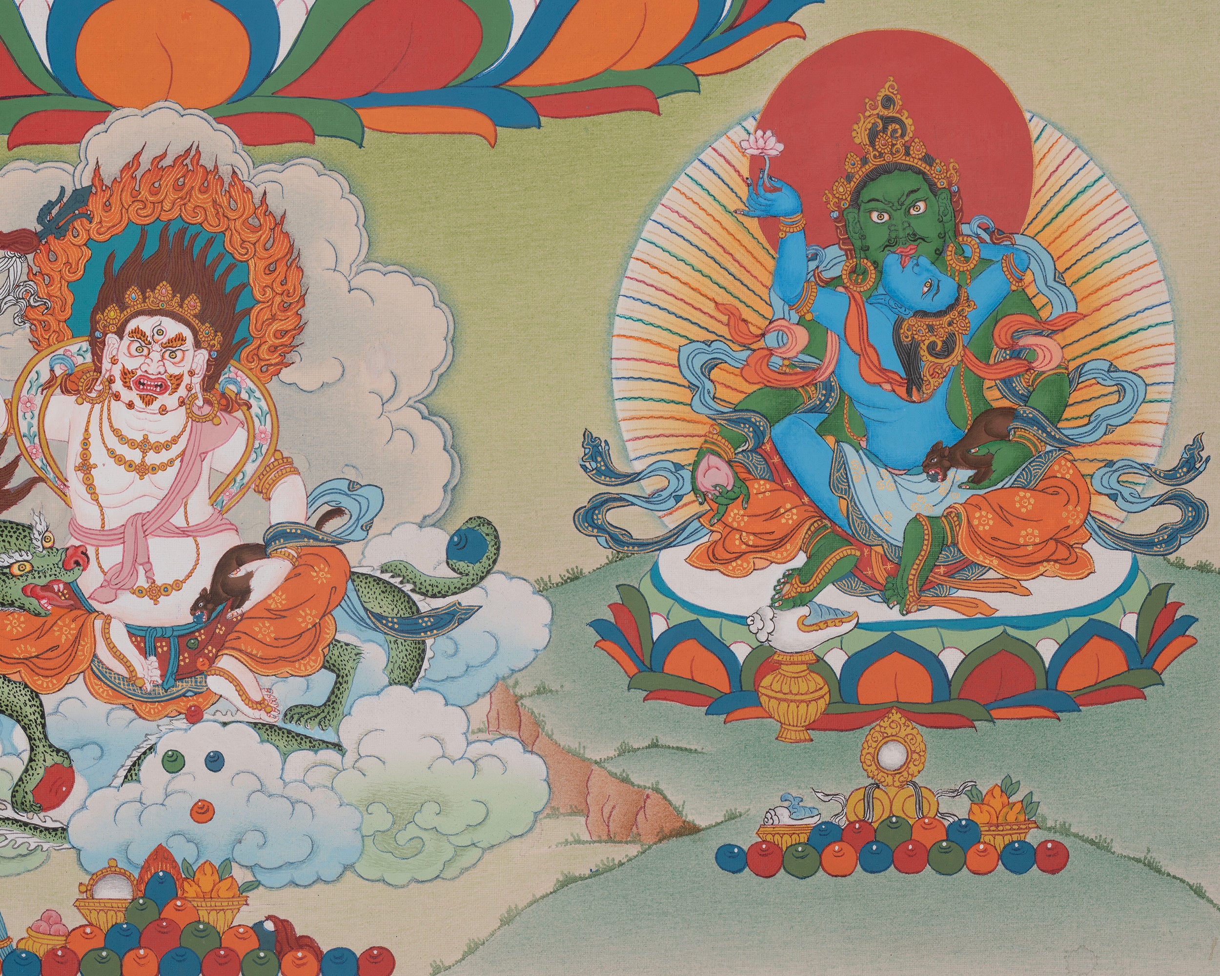 Namtoshe Tibetan Art | Wealth Deities Sacred Thangka | Home Decor