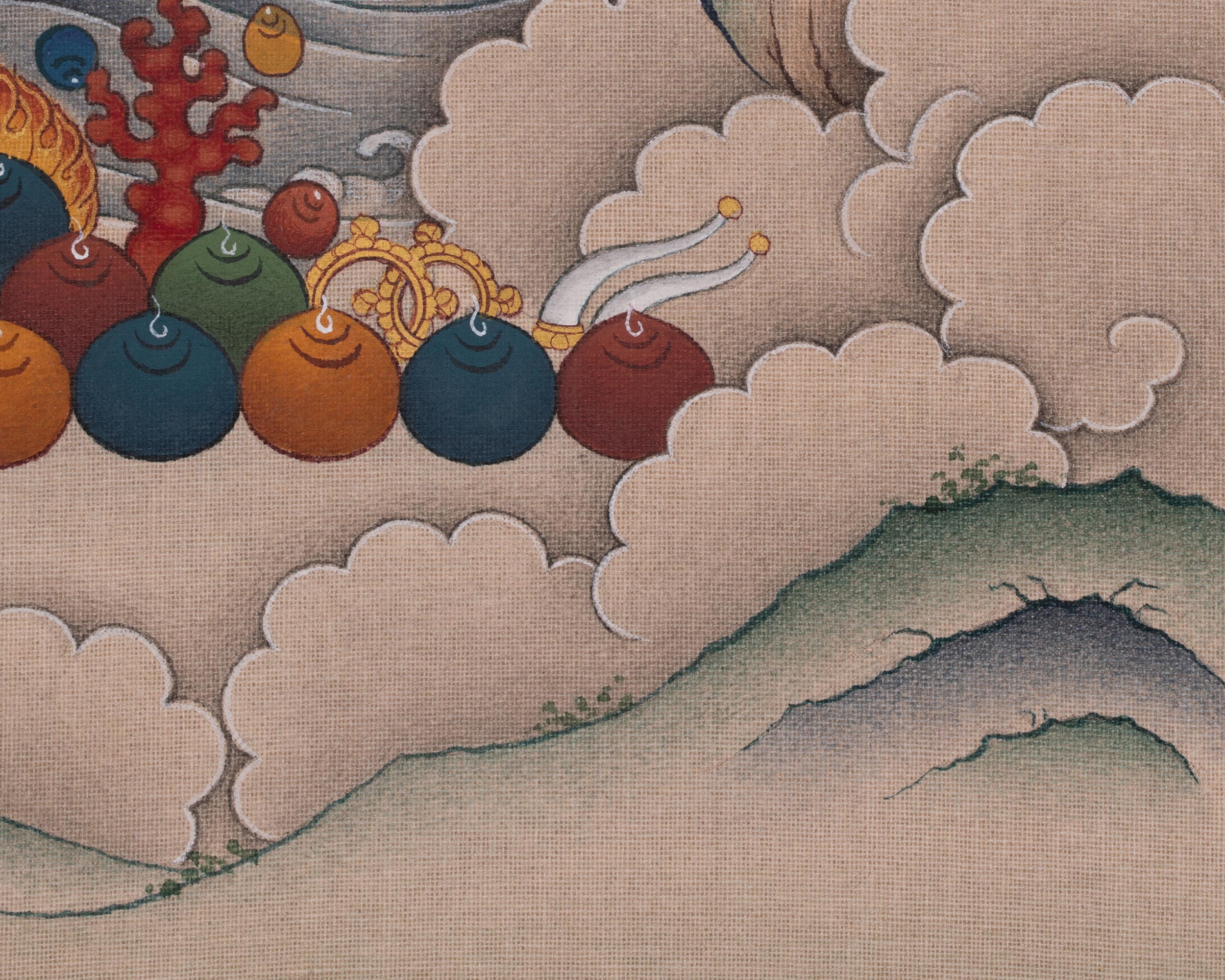 Dzambhala Meditation Thangka | Wealth Deity Artwork | Tibetan Buddhism