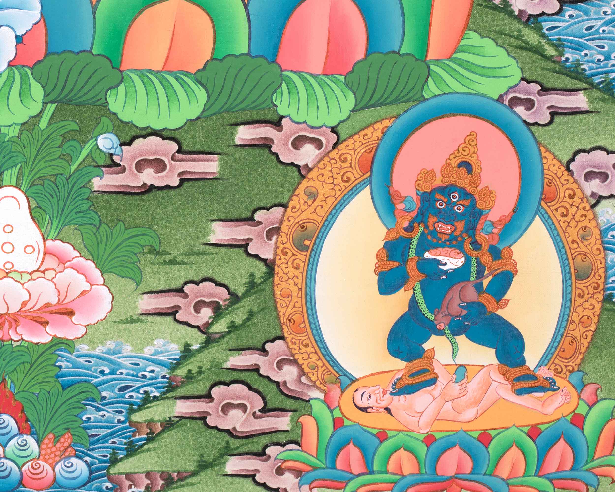 5 Dzambhala Thangka Painting | Lords Of Wealth | Art For Wealth and Abundance