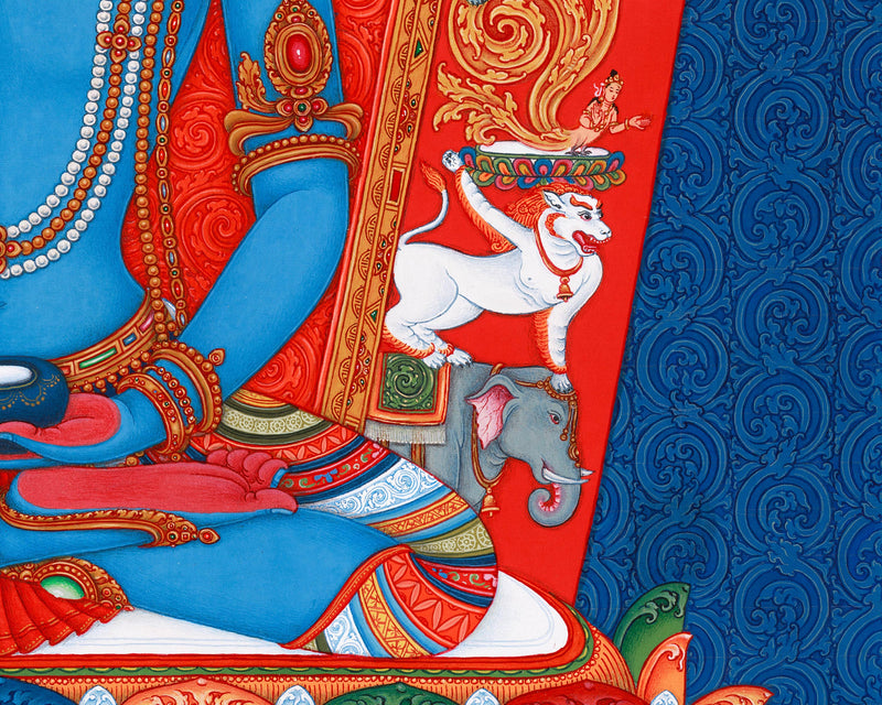 Akshobhya Thangka Print | High-Quality Artwork Capturing the Divine Blue Buddha Essence