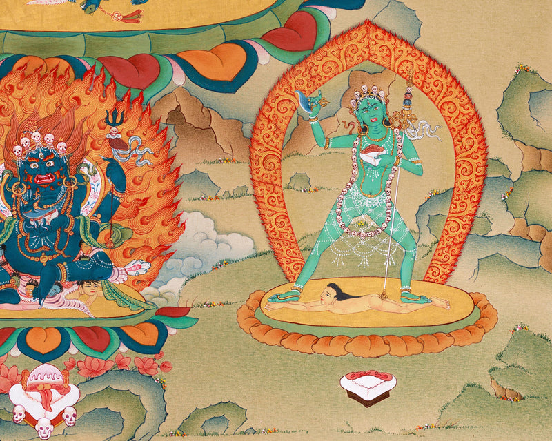 Chakrasamvara and Vajravarahi Yab Yum Thangka | Dakinis, Akshobhya, Sakya Mahakala Spiritual Artwork