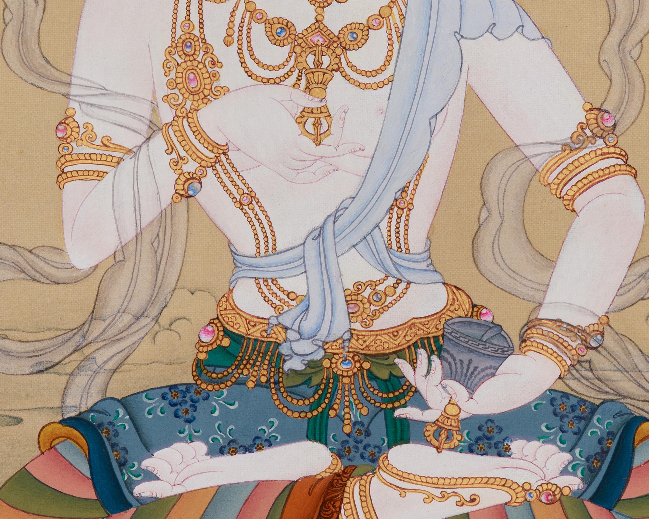 Dorje Sempa, Tibetan Buddha of Purification | Thangka of Vajrasattva | Lhasa Stone and Gold