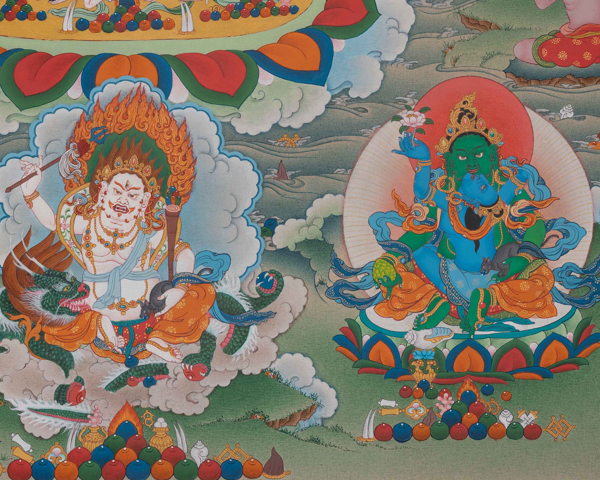 White Mahakala Art | Symbol of Prosperity and Protection | Spiritual Thangka