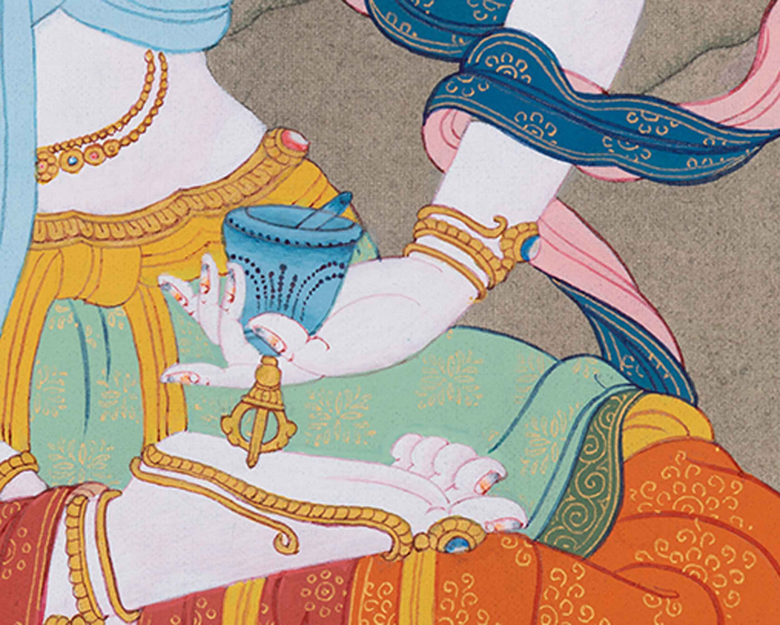 Traditional Vajrasattva Thangka Art | Bodhisattva for Purification And Spiritual renewal