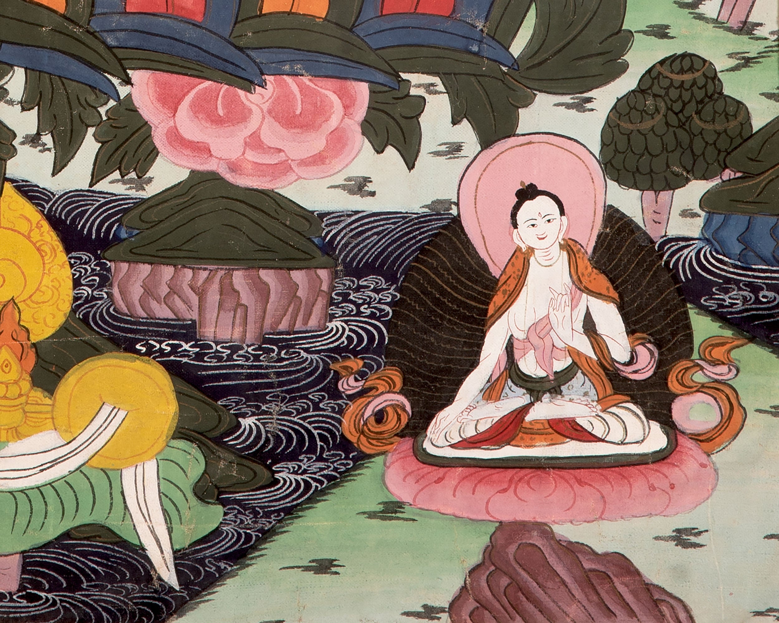 Rare Green Tara Thangka  | Vintage Tibetan Wall Decor