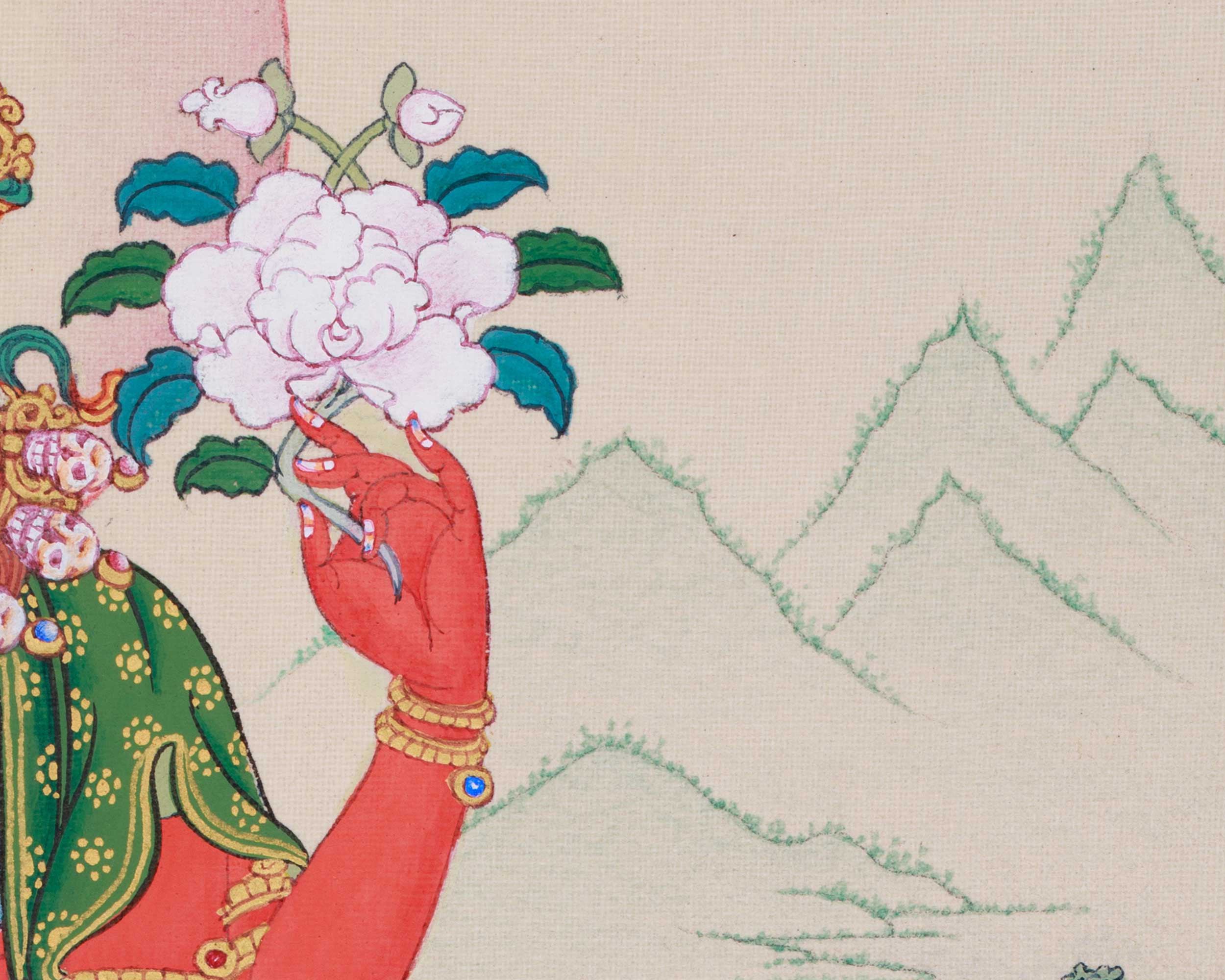 Red Chenrezig Thangka | Gyalwa Gyasto with Consort