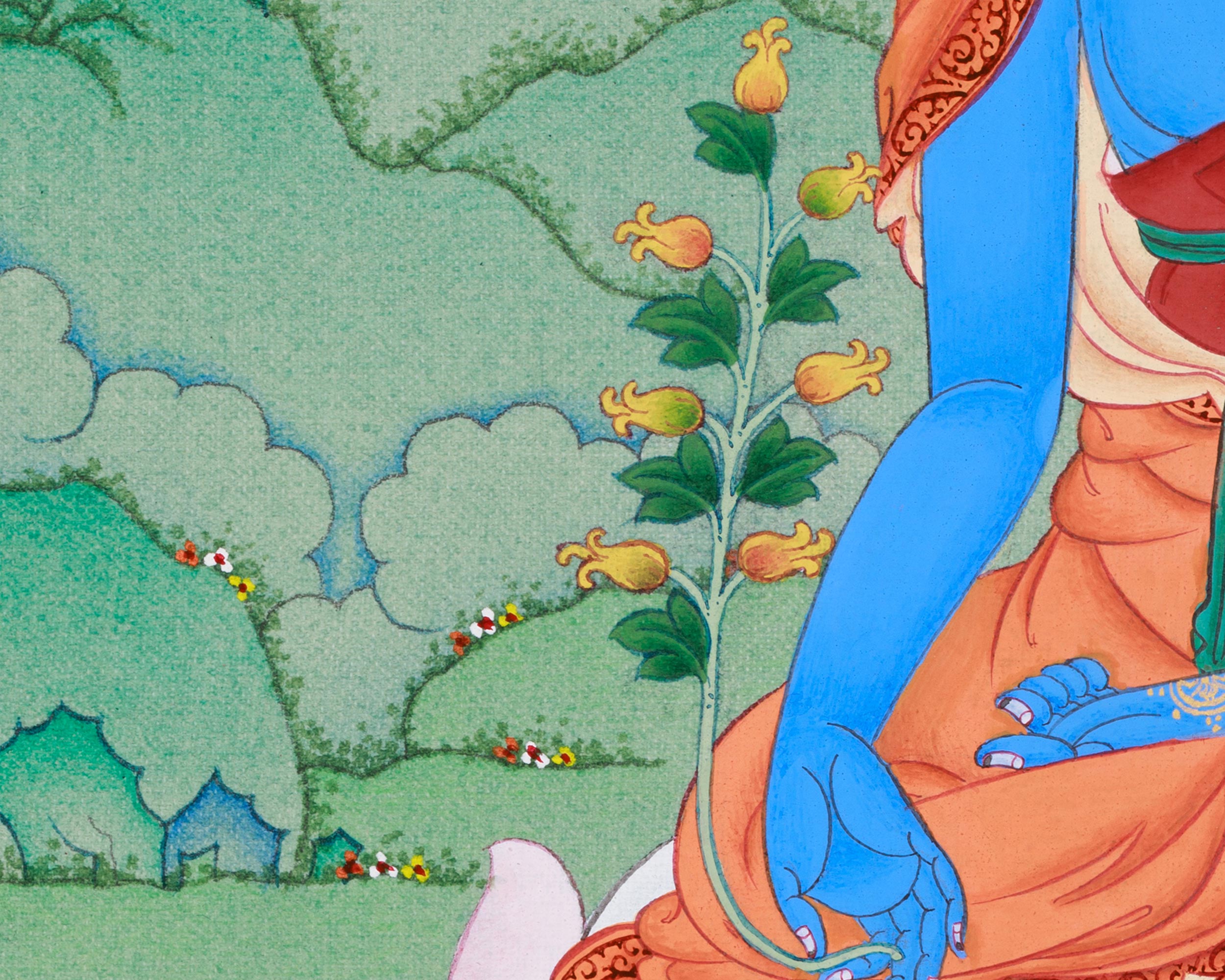 Healing Buddha Bhaisajyaguru Thangka | Deity of Health & Purification