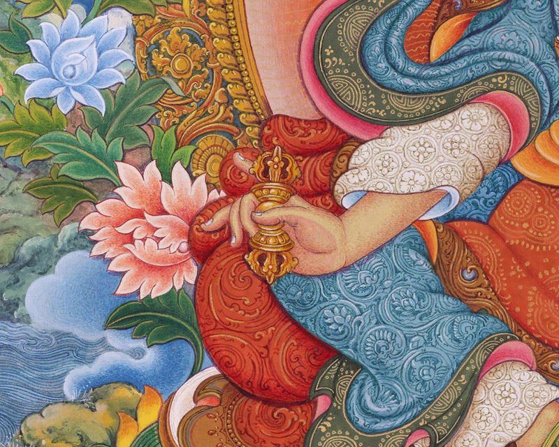 Lotus Born Master Guru Padmasambhava Thangka Print | The Second Buddha Canvas Art As Spiritual Room Decor