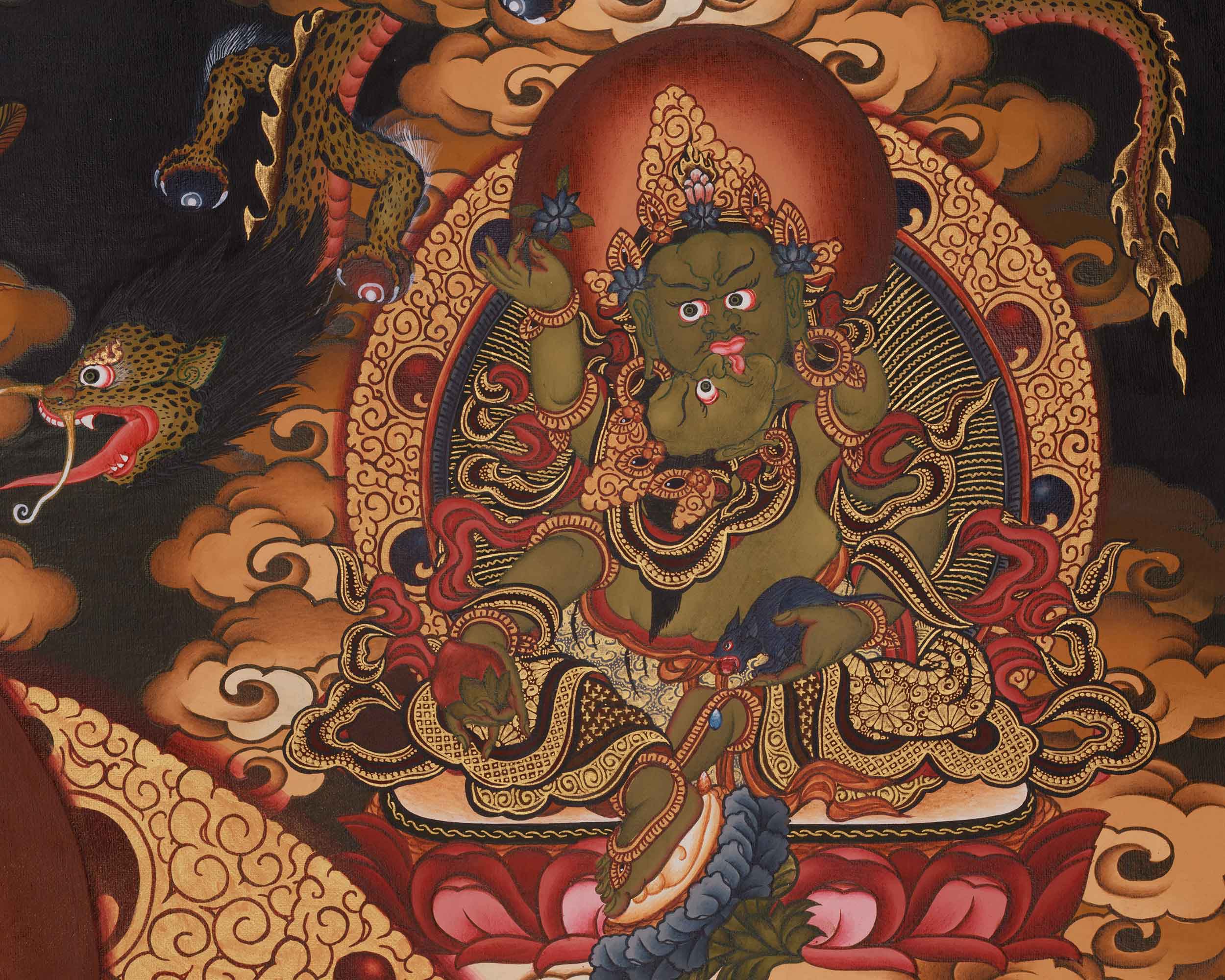 Traditional Thangka of Five Dzambhala | Prosperity and Wealth Deity