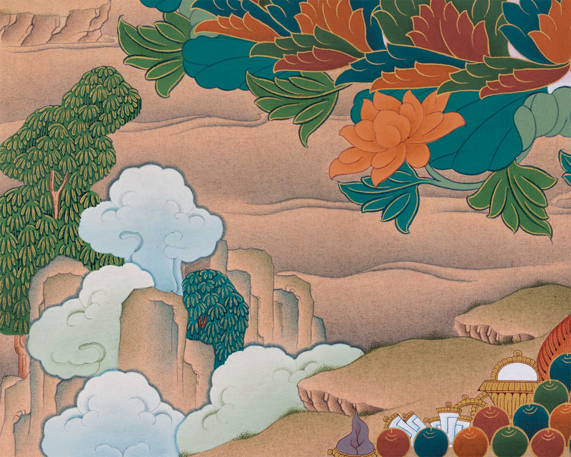 Thangka Print Of Lotus-Born Master | Guru Rinpoche Canvas Art | Digital Artwork For Padmasambhava Thangka