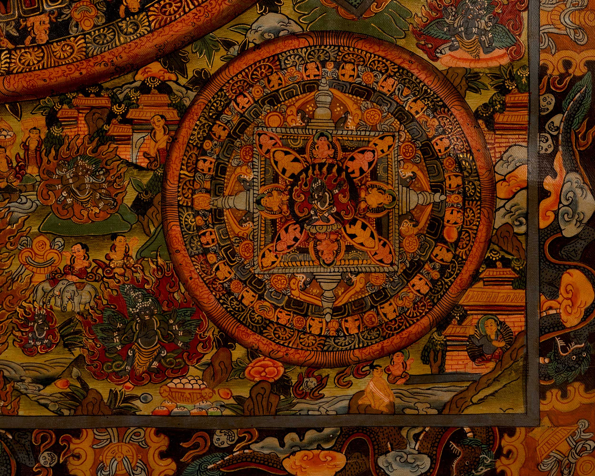 Tibetan Oil Varnished Heruka Mandala | Traditional Thangka