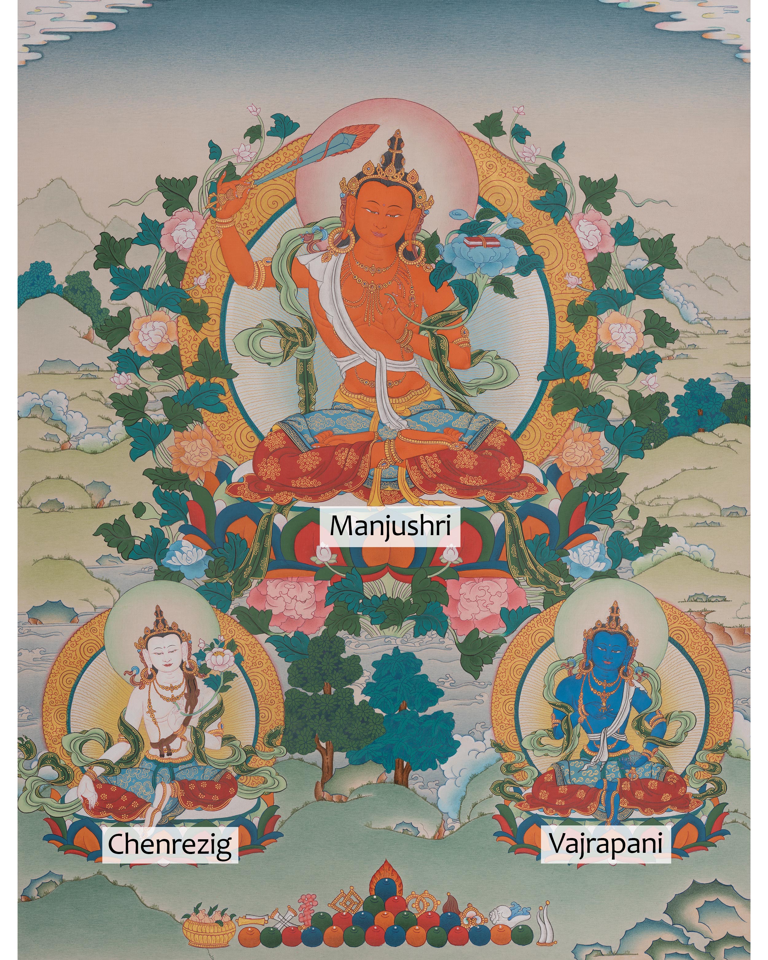 Manjushri Tibetan Artwork | Sword of Wisdom | Bodhisattva Deity