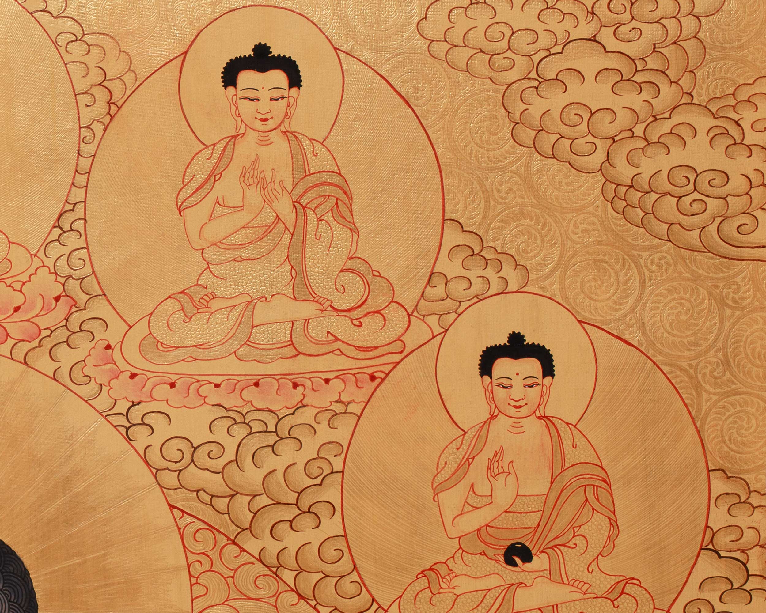 Thangka of Shakyamuni Buddha with Five Dhyani Buddhas | Buddha of Wisdom & Enlightenment