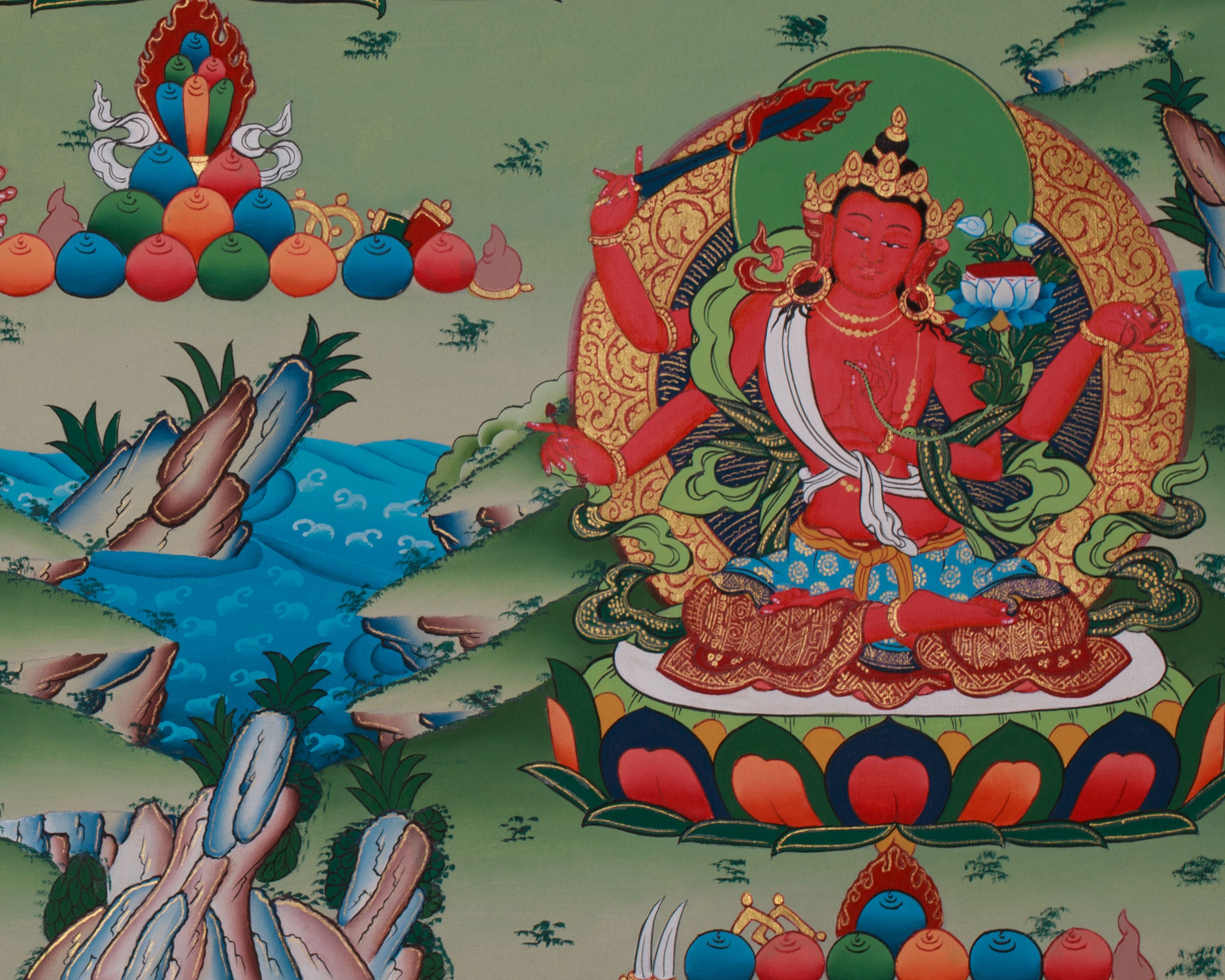 Five Manjushri Thangka | Depiction of Wisdom in Five Divine Forms