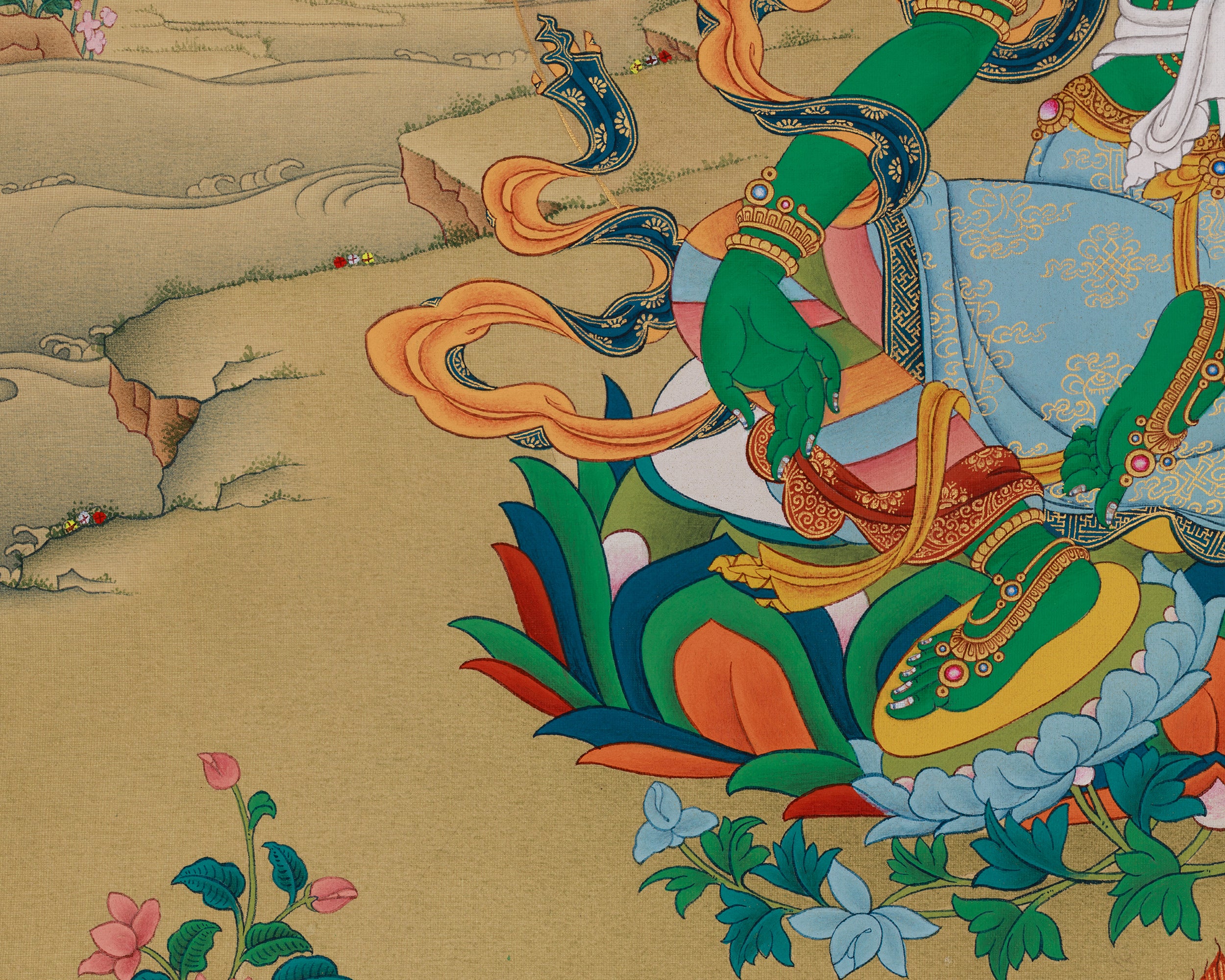 Buddhist deity Green Tara Thangka | Bodhisattva of Compassion and Liberation