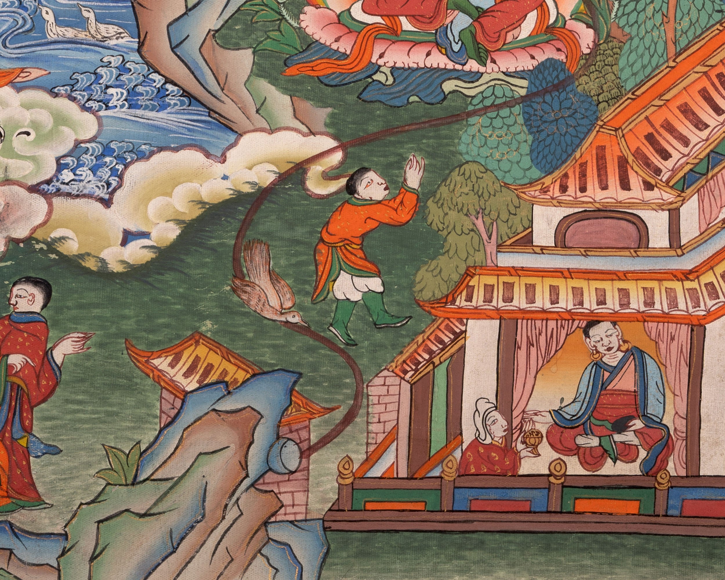 Healing Green Tara Thangka | Healing Female Deity Painting | Wall Decors