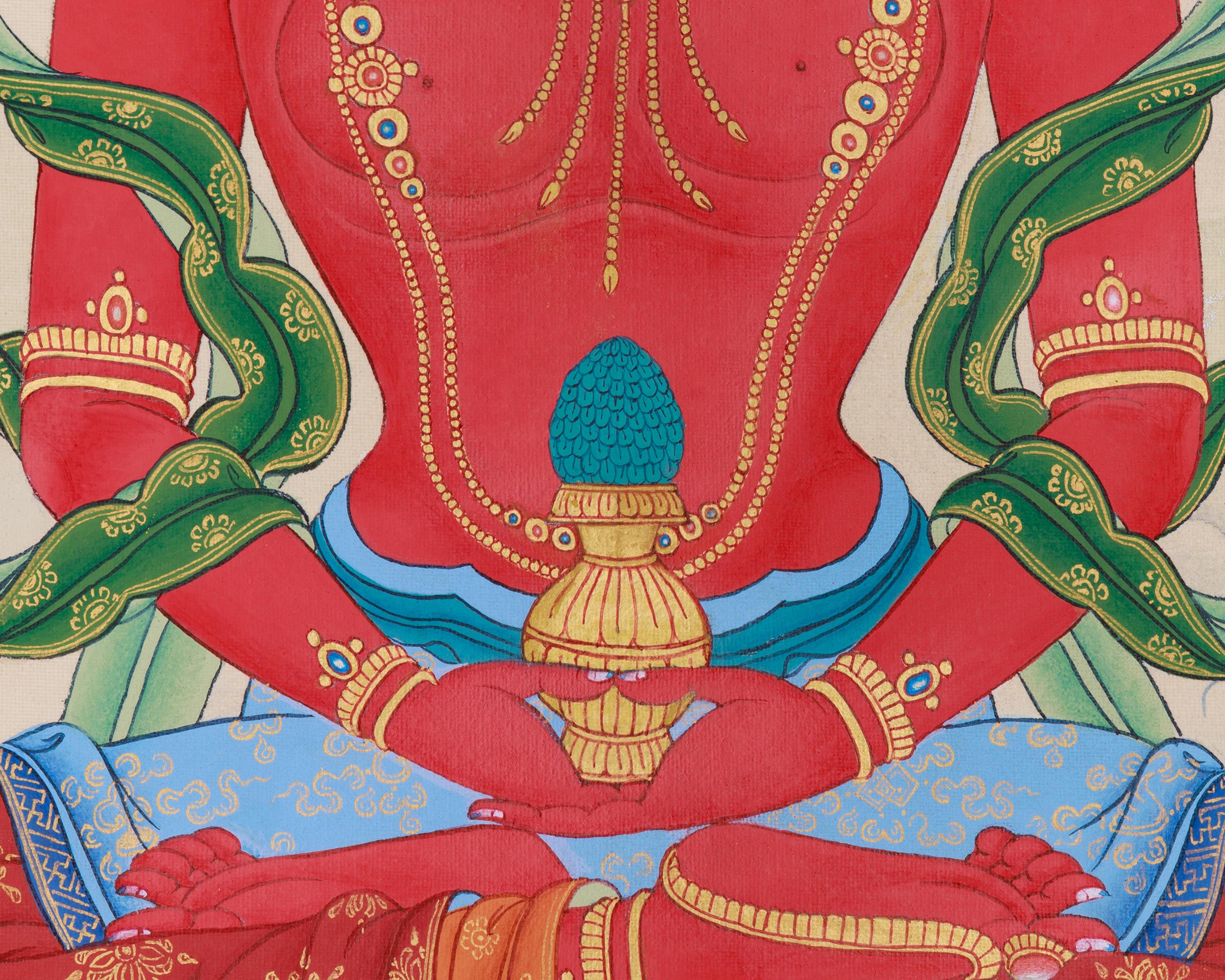 Hand-Painted Buddha Amitayus Thangka | Symbol of Long Life and Enlightened Grace