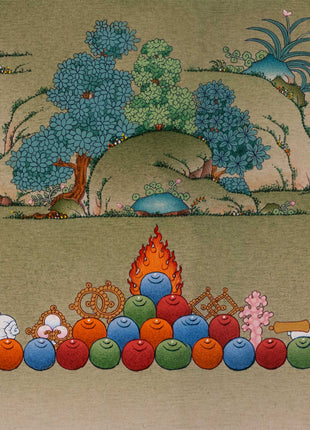 Marpha with Milarepa and Gampopa Thangka Print | Digital Canvas Print Of Tibetan Masters Thangka
