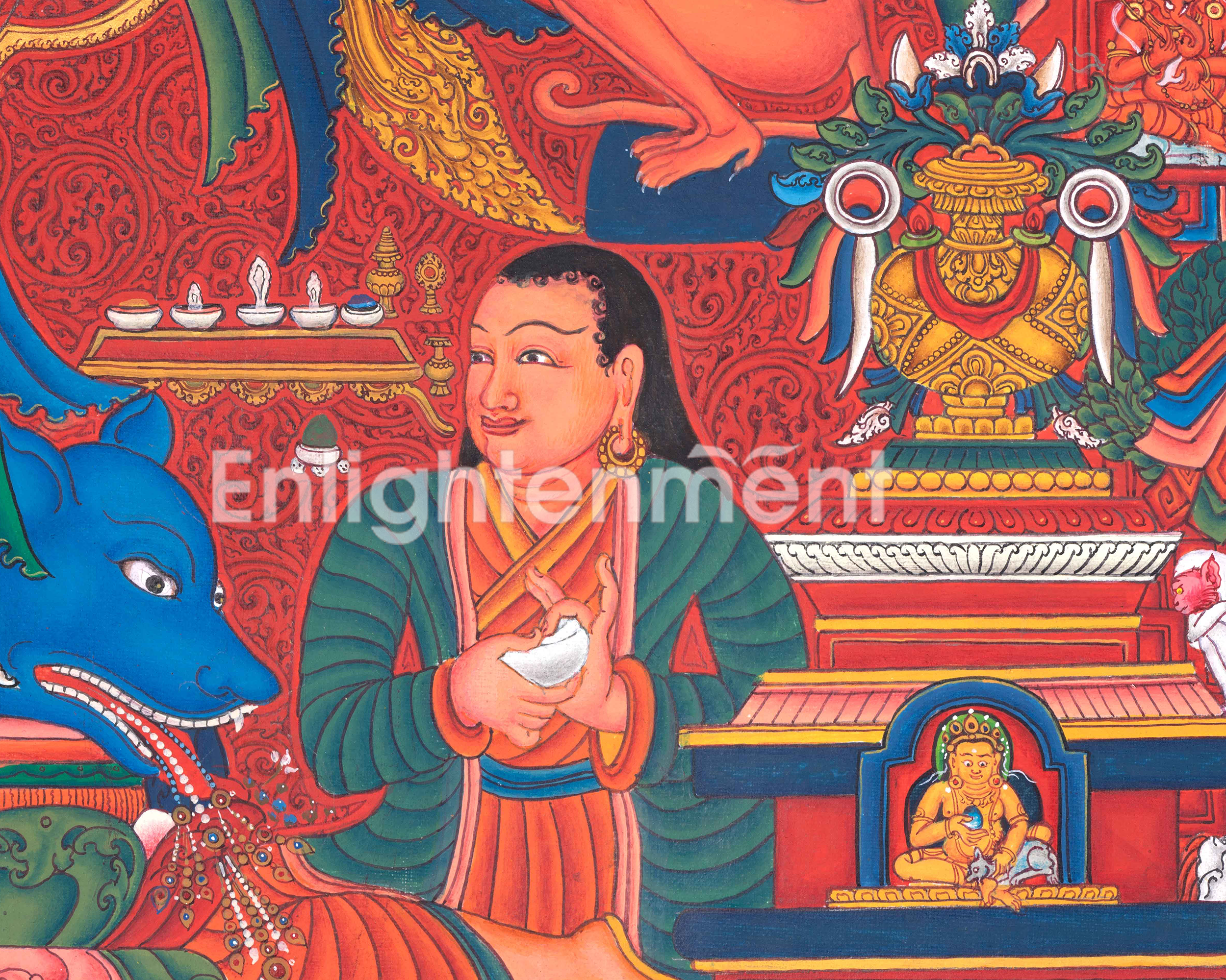 Hand Painted Ganesh Thangka | Hindu Deity Of Wealth | Traditional Wall Decoration