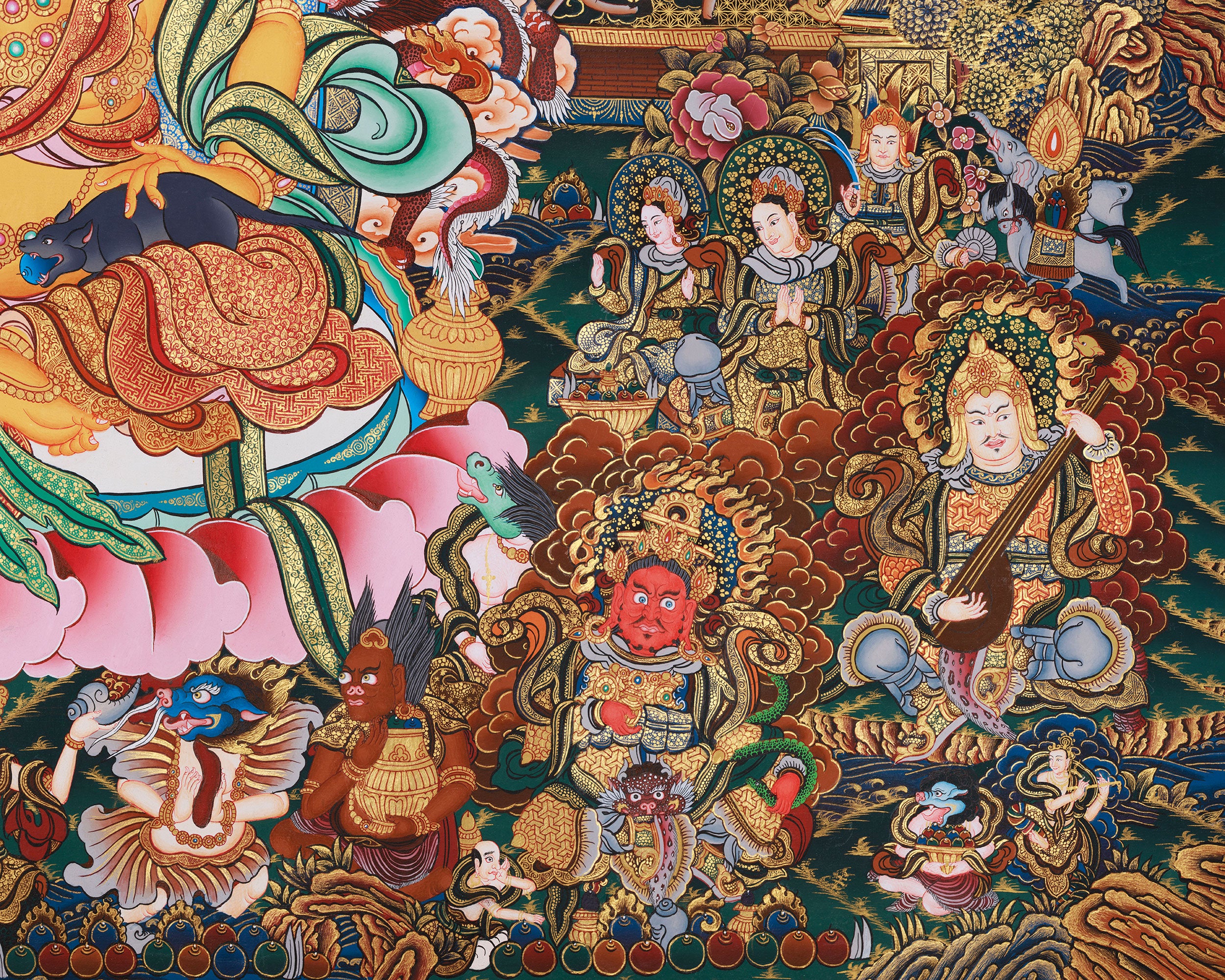 Golden Palace of Dzambhala | Deity of Wealth and Abundance in Giclee Canvas Print