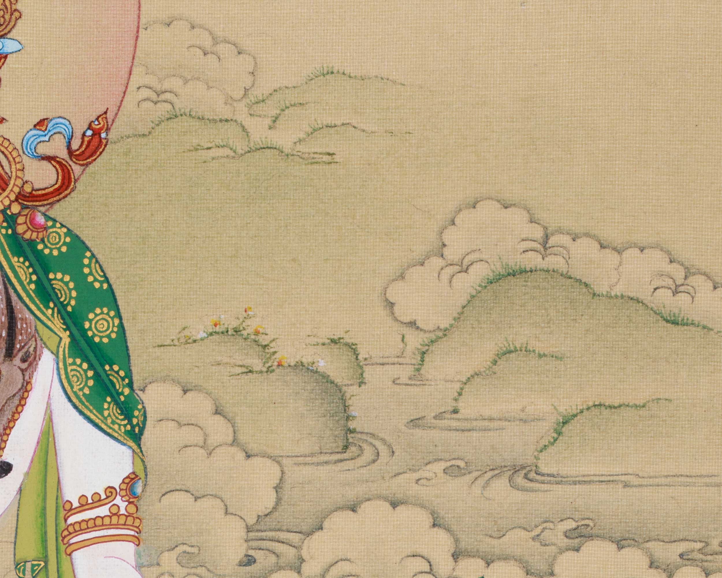 Two-Armed Chenrezig with Amitabha Thangka | Embodying Compassion and Infinite Light