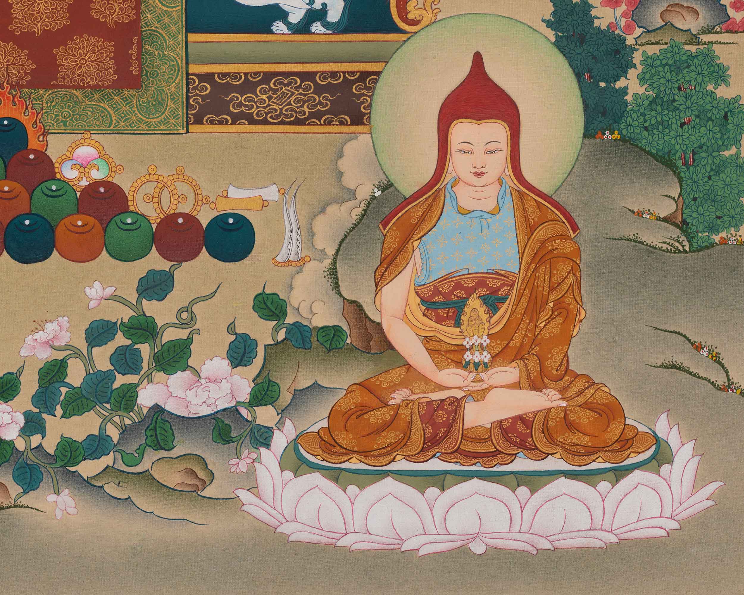 Longchenpa Sacred Thangka | Traditional Nyingma Master Buddhist Artwork