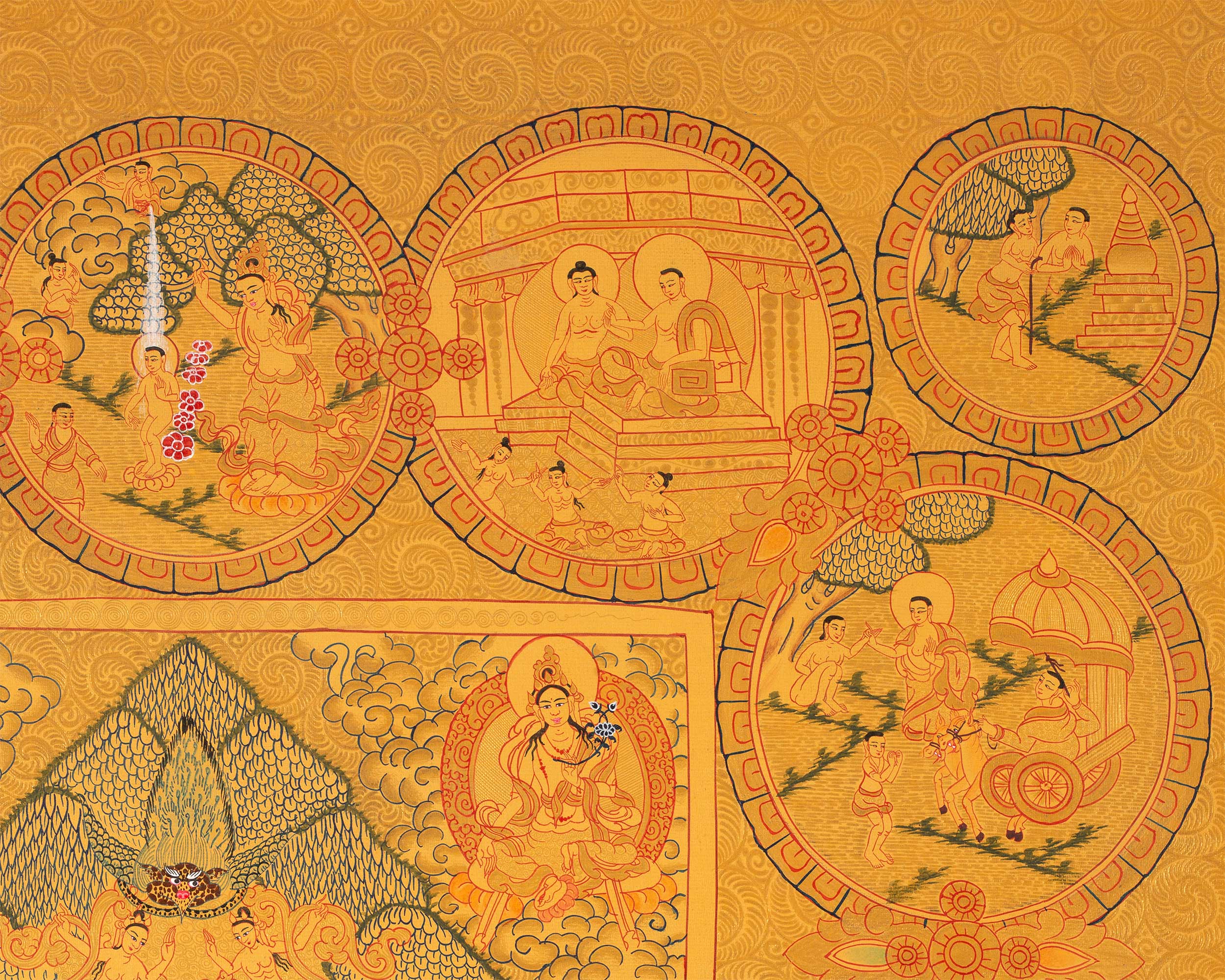 Original Hand-Painted Buddha Life Story | Spiritual Journey Artwork