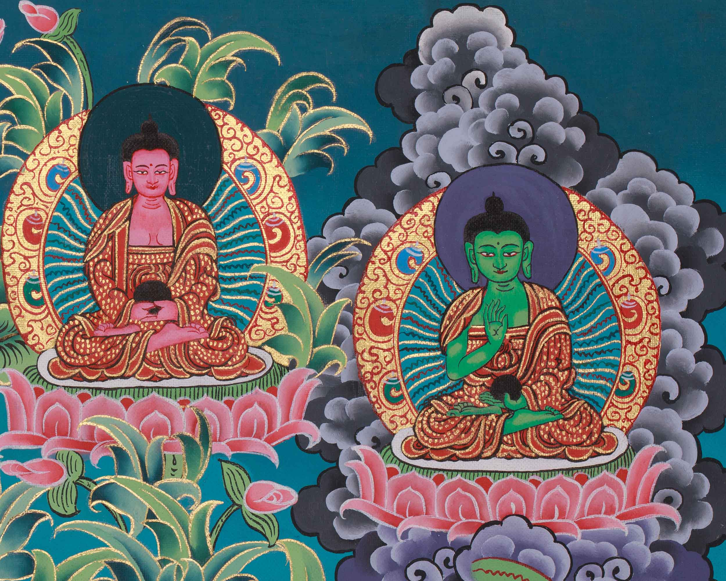 Peaceful Deity, Buddha Shakyamuni Thangka | Siddhartha Gautama | Meditation Art
