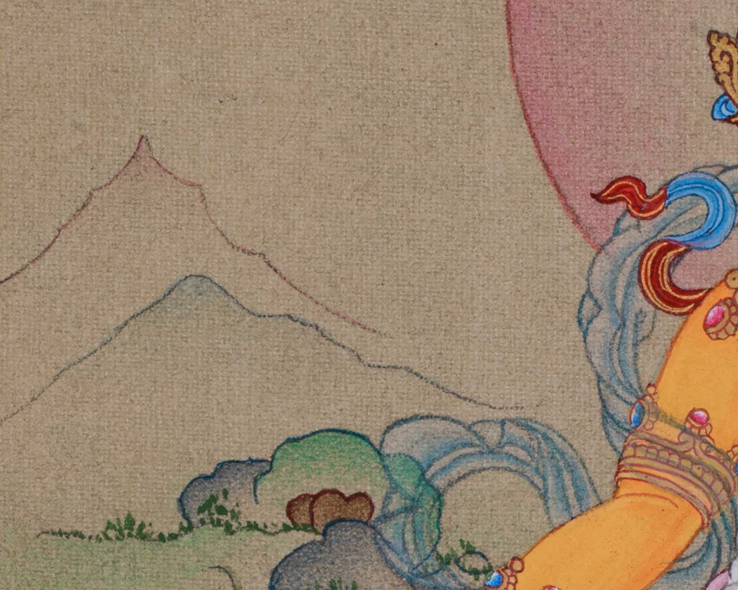 Sacred Jambhala Artwork | Kubera Thangka | Tibetan Buddhist Guardian of Fortune