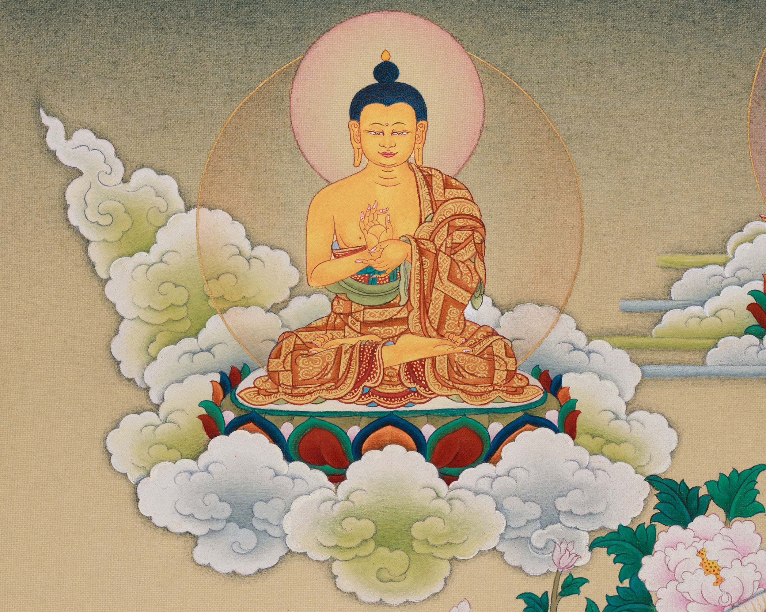 Premium 8 Medicine Buddha Thangka | Healing Deities Artwork with Gold & Natural Colors