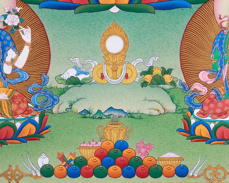 Traditional Amitayus Thangka Print | The Buddha of Boundless Life | Sacred Longevity Artwork