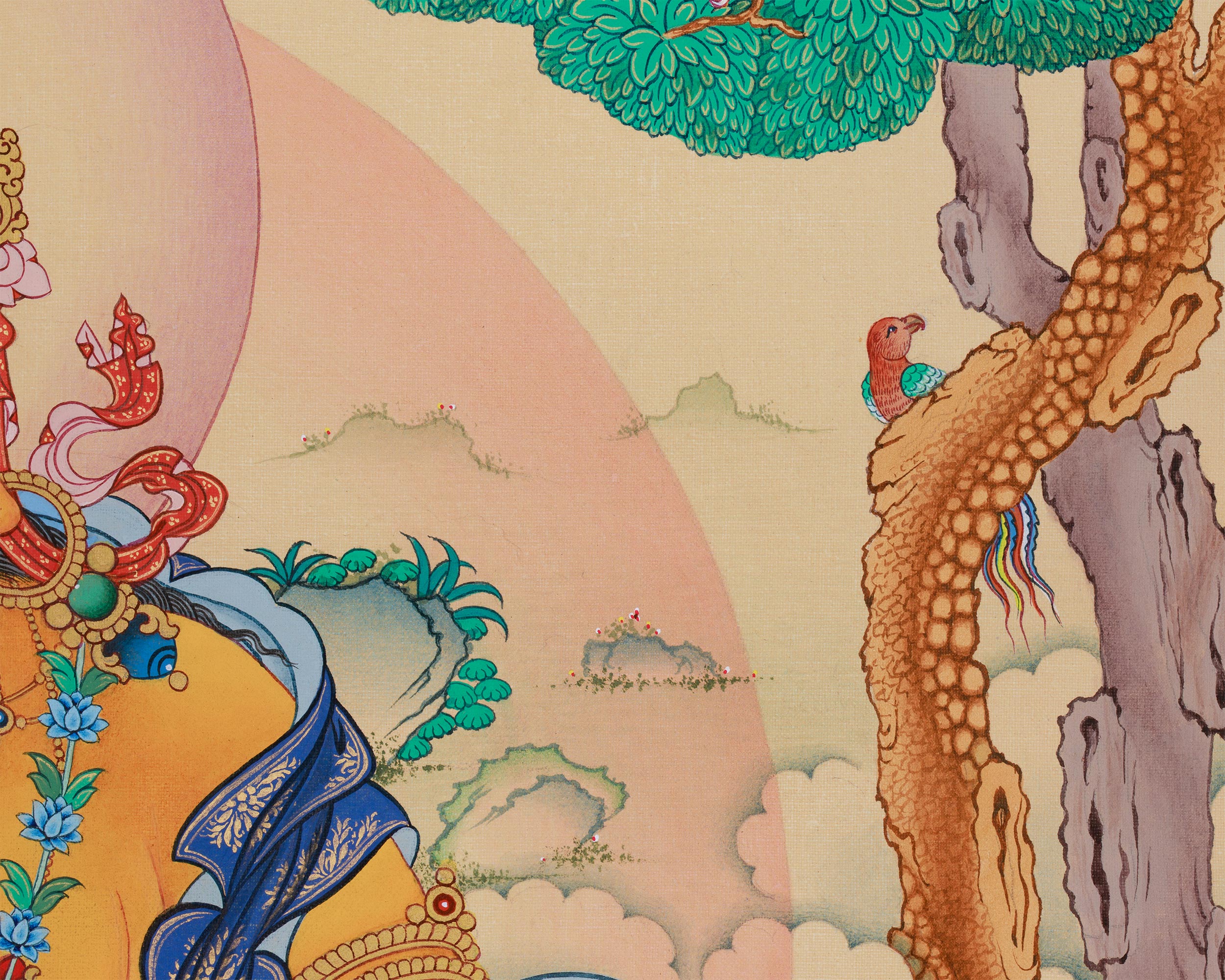 God of Wealth, Dzambhala Thangka Print | Vajrayana Giclee Canvas