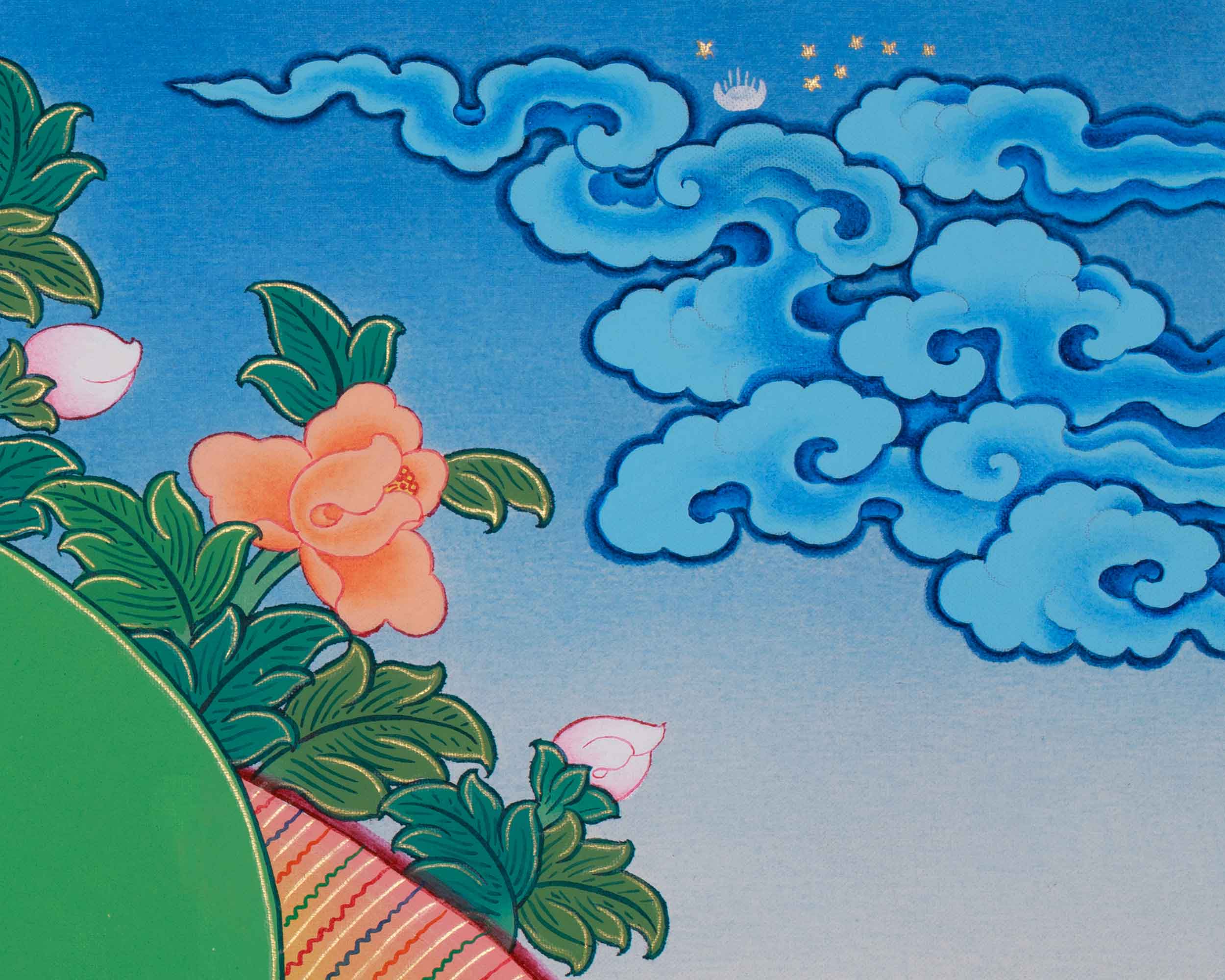 Hand-Painted Buddha Amitayus Thangka | Buddha of Long Life and Eternal Blessings