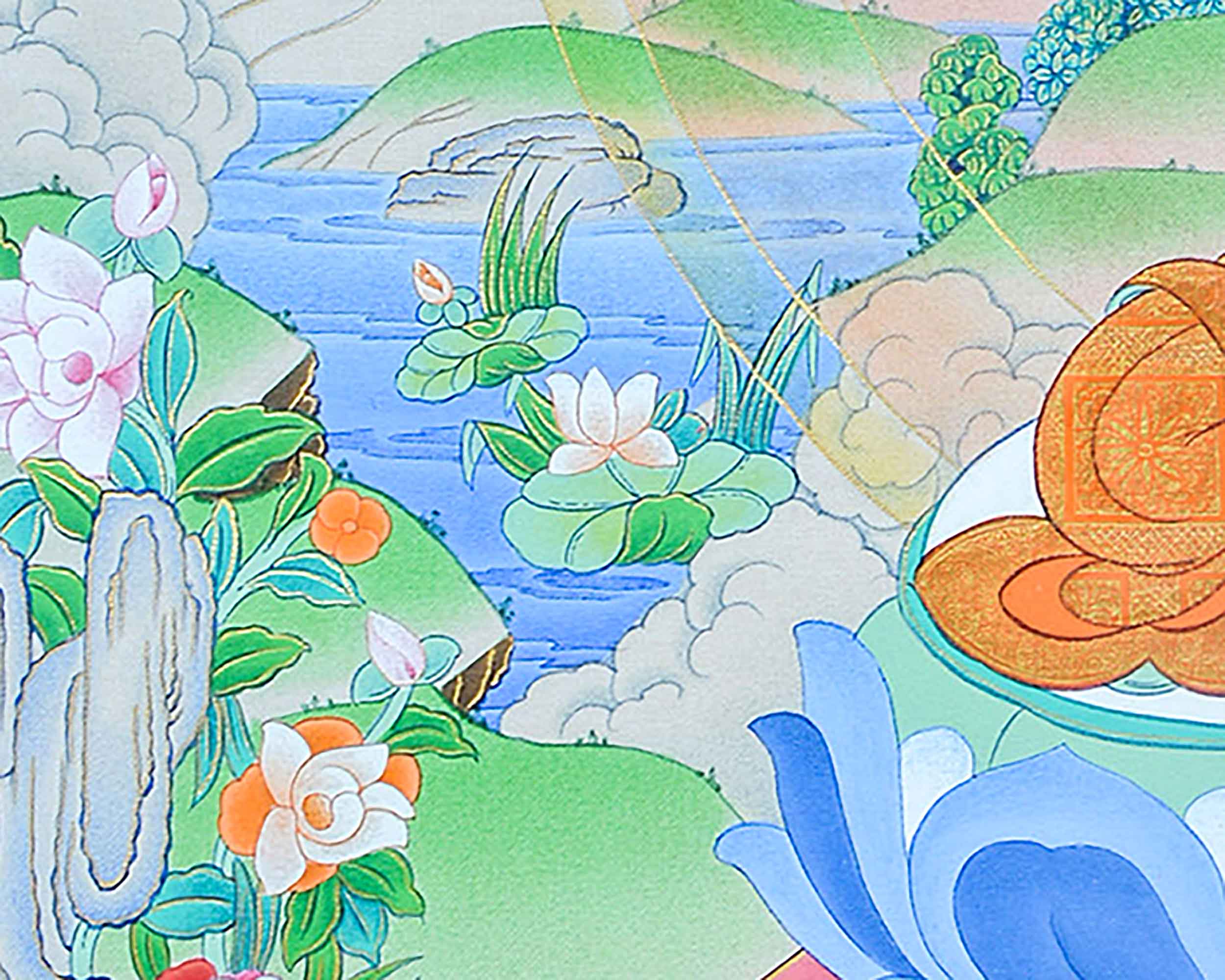 Hand Painted Amitabha Buddha Thangka Art | A Symbol Of Purity And Enlightenment | Traditional Tibetan Buddhism Art