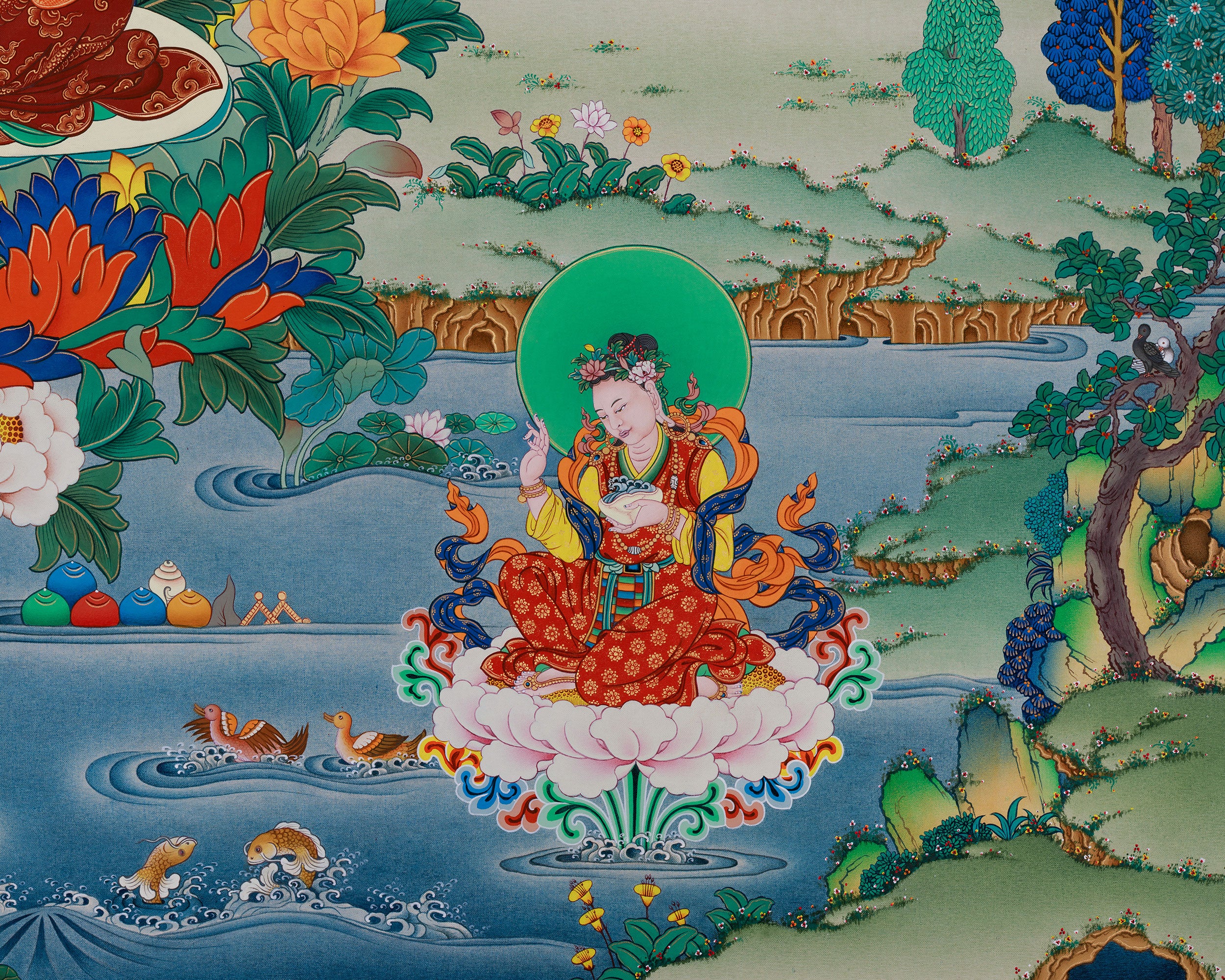 Guru Tsokye Dorje, Peaceful Guru Padmasambhava | Traditional Thangka Print