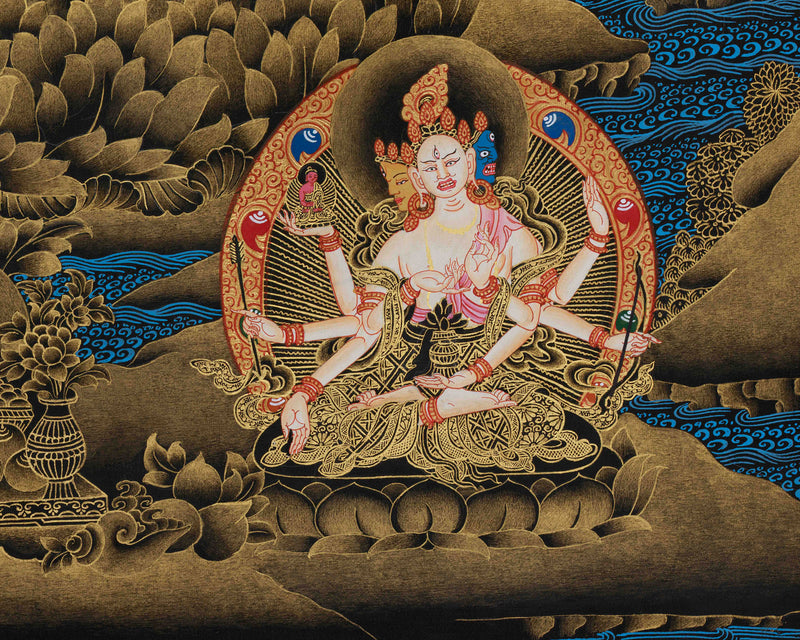 Traditional Sita Tara Gold Thangka | Enlightened Masters | Composition of Wisdom and Protection