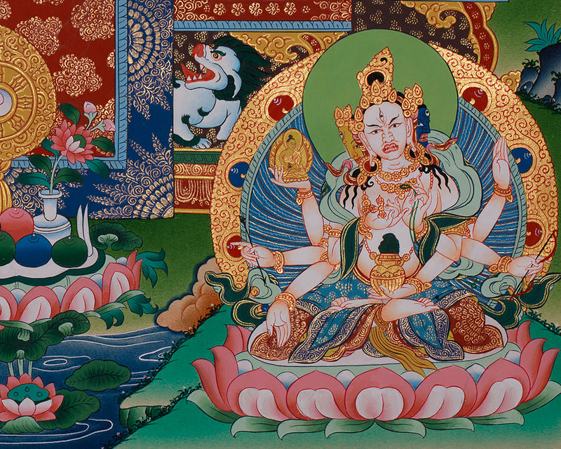 Three Longevity Deities Thangka | White Tara, Amitayus & Namgyalma