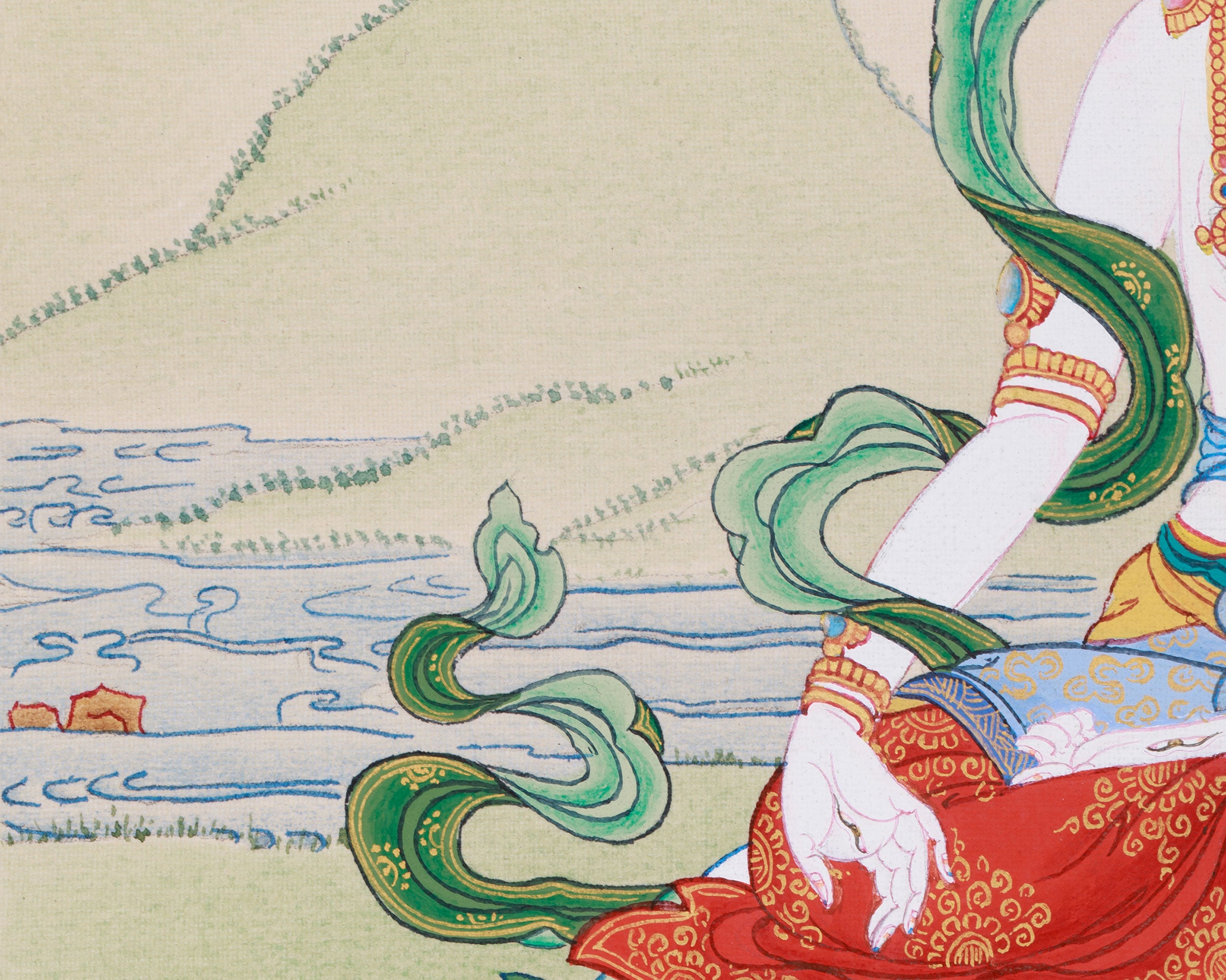 Female Buddhist White Tara Thangka | Symbol of Divine Protection and Peace