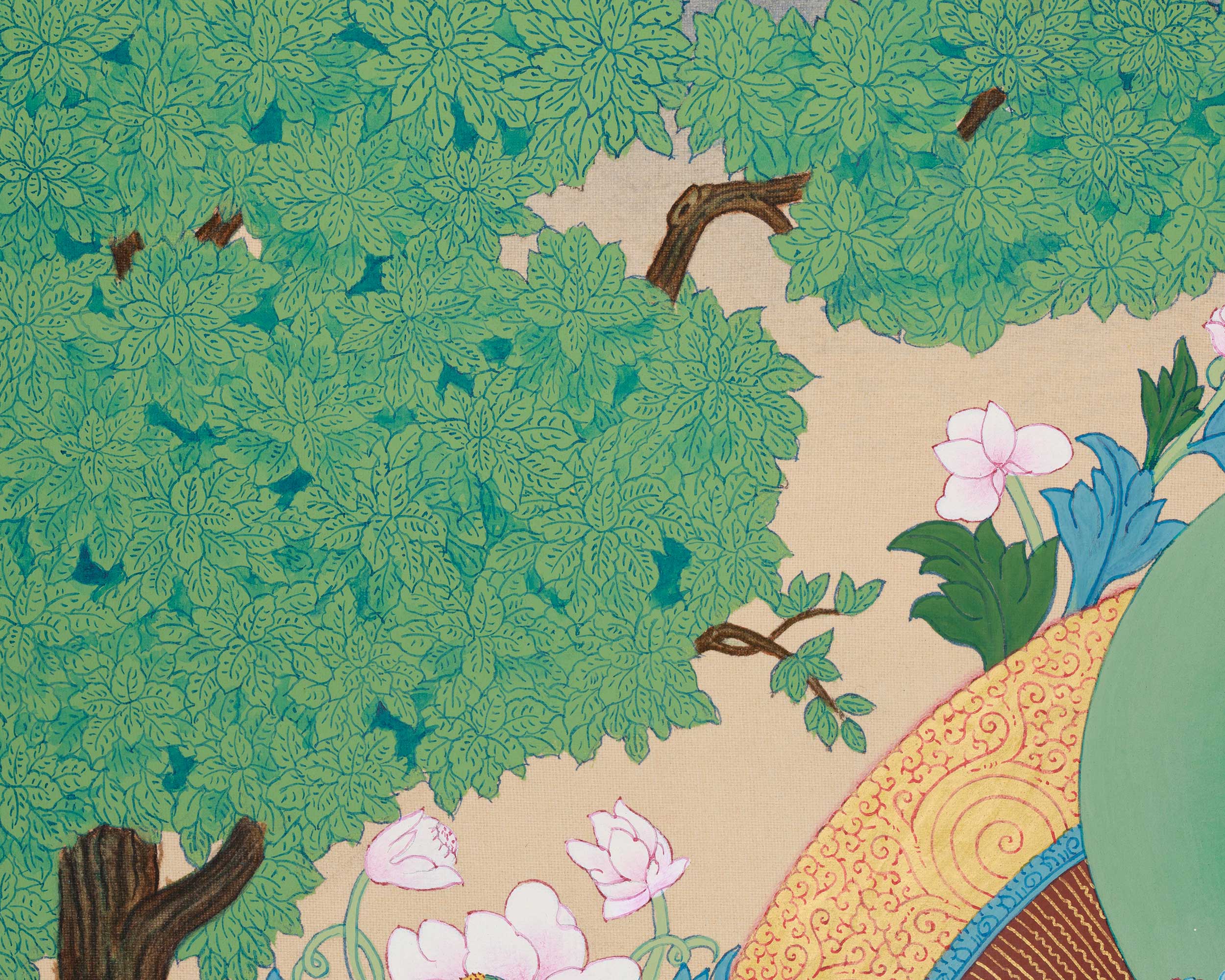 Bodhisattvas Chenrezig, Manjushri, and Vajrapani | Thangka of Divine Trio