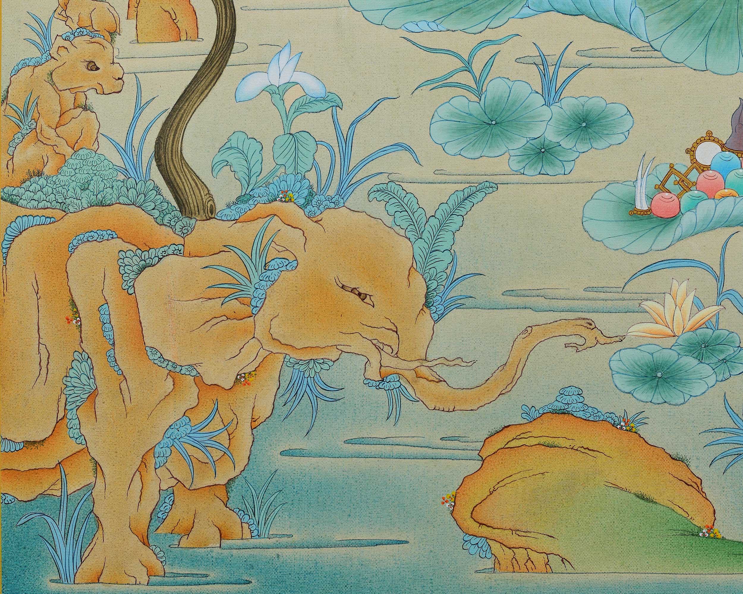 Buddha Shakyamuni Thangka, Hand Painted Tibetan Painting in 24K Gold