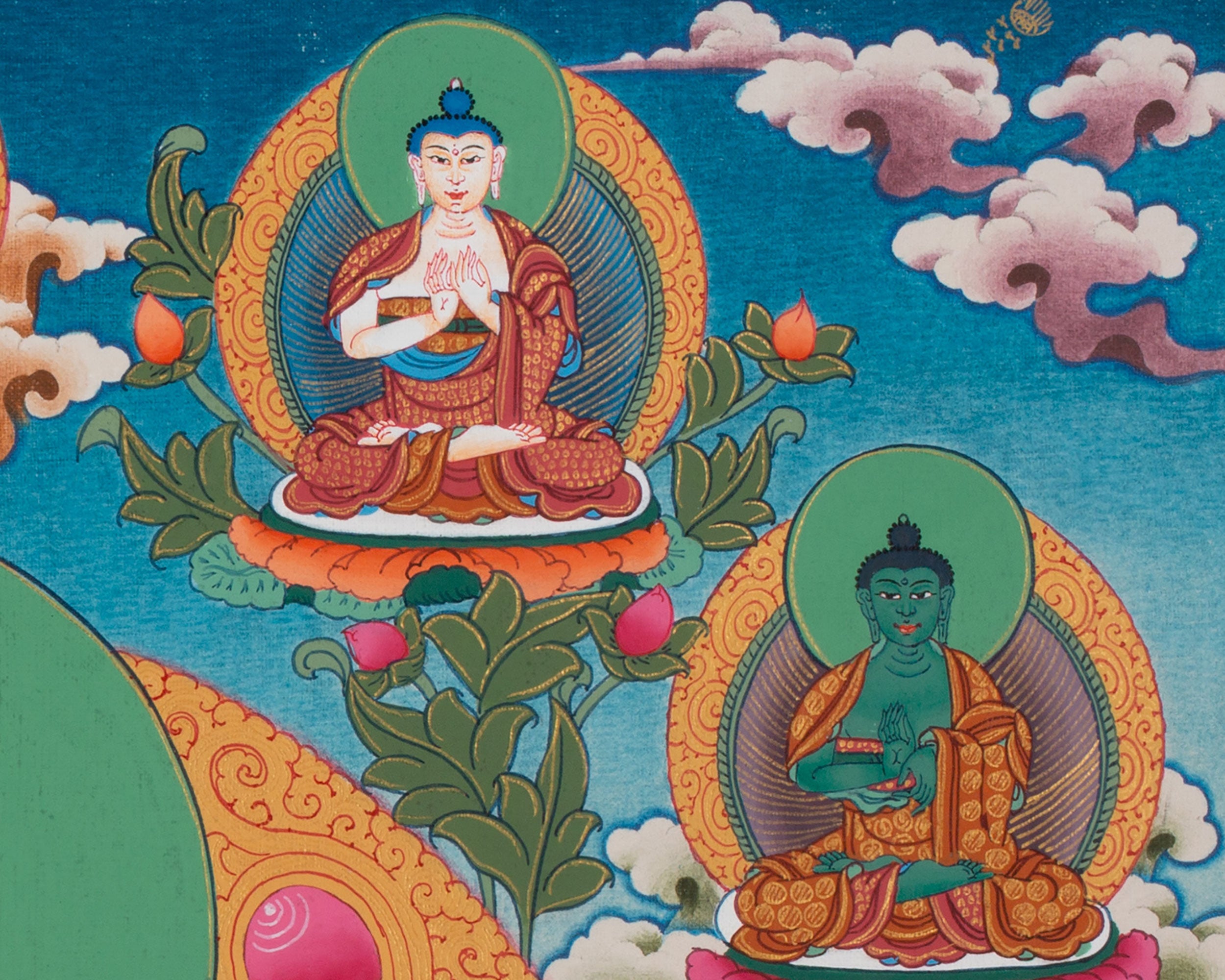 Shakyamuni Buddha with Five Dhyani Buddhas | Tibetan Art of Awakening and Compassion
