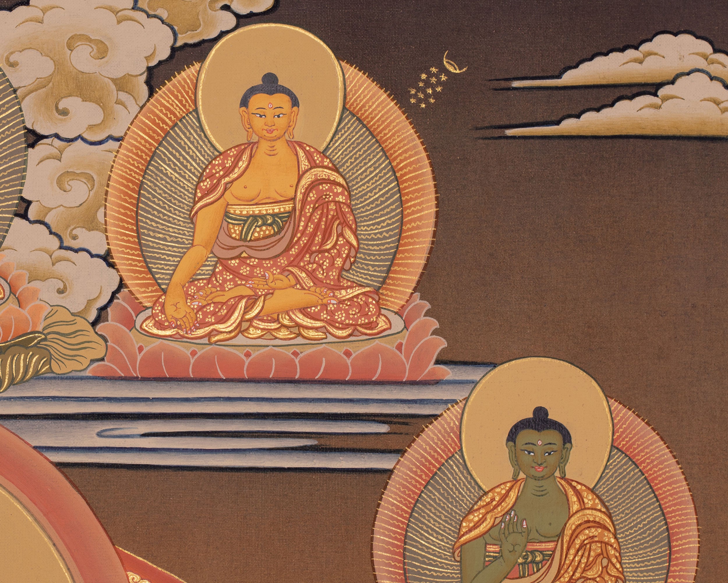 Green Tara With Five Dhyani Buddha | Divine Protection and Spiritual Harmony