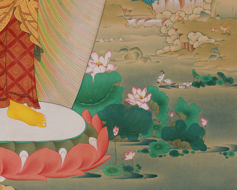 Standing Buddha Shakyamuni Thangka | Exquisite Karma Gadri Masterpiece