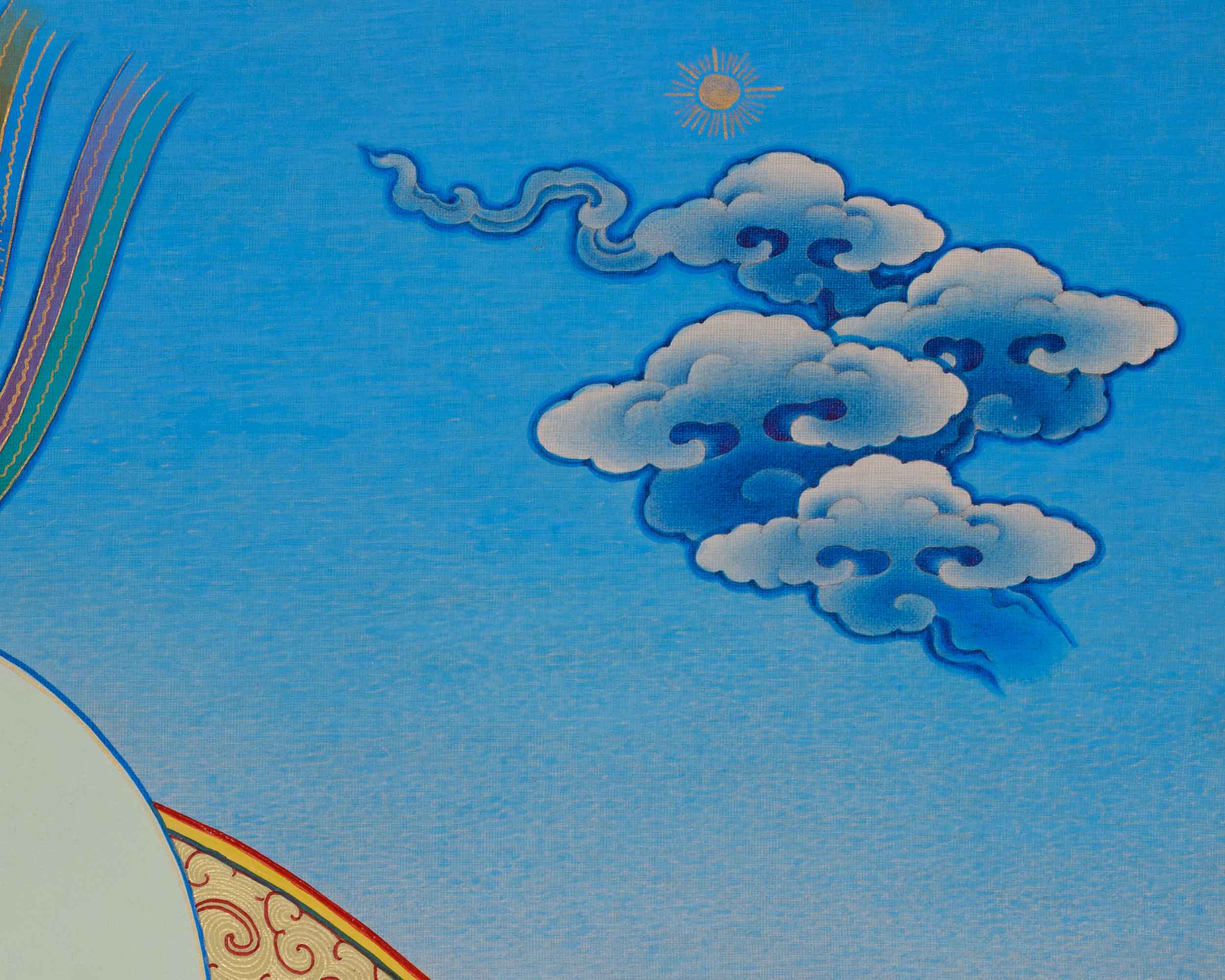 Himalyan Thangka Of Four-Armed Chenrezig | Avalokiteshvara, Amitabha Buddha, Manjushri, Vajrapani