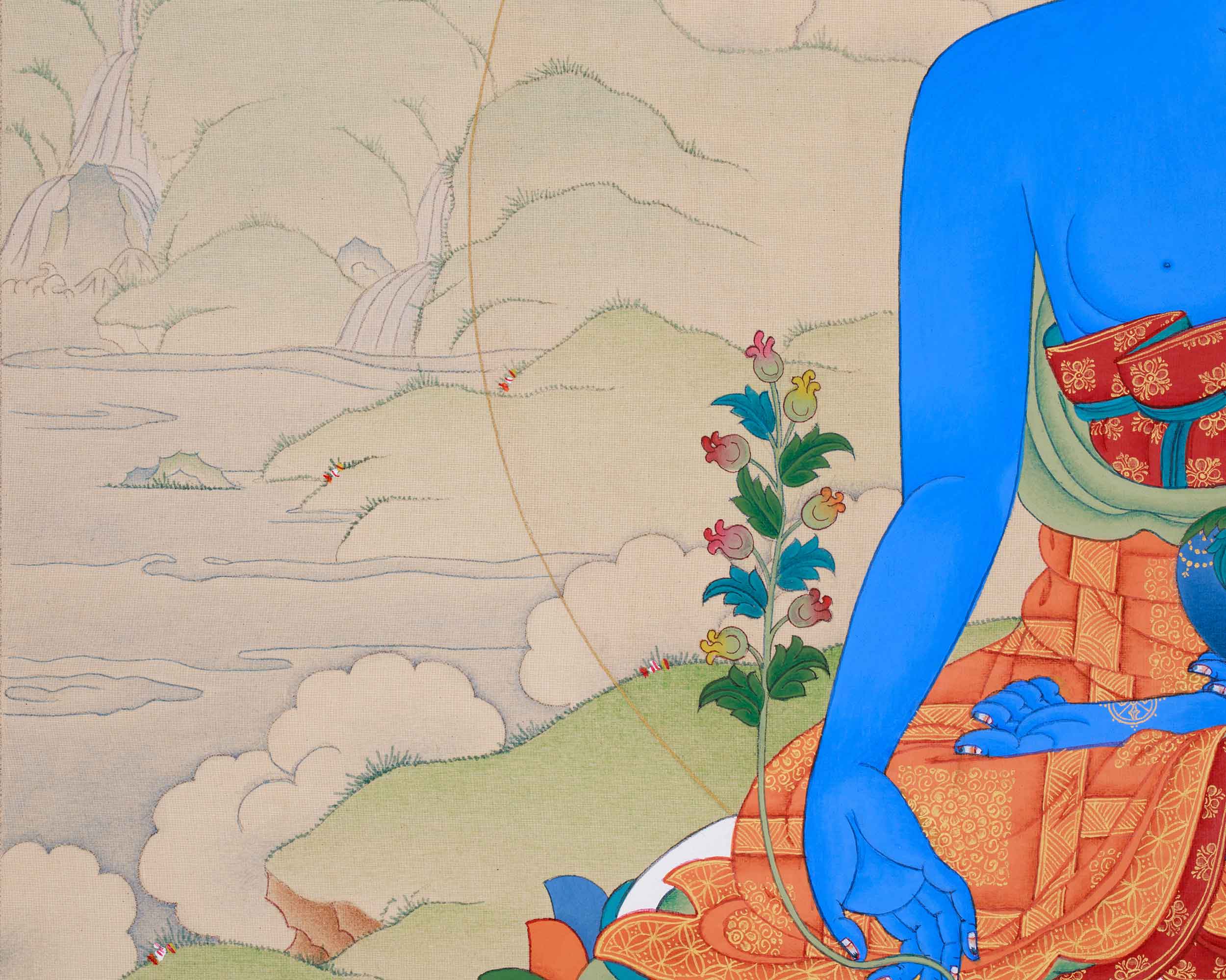 Himalayan Medicine Buddha Thangka | Bhaisajyaguru Artwork