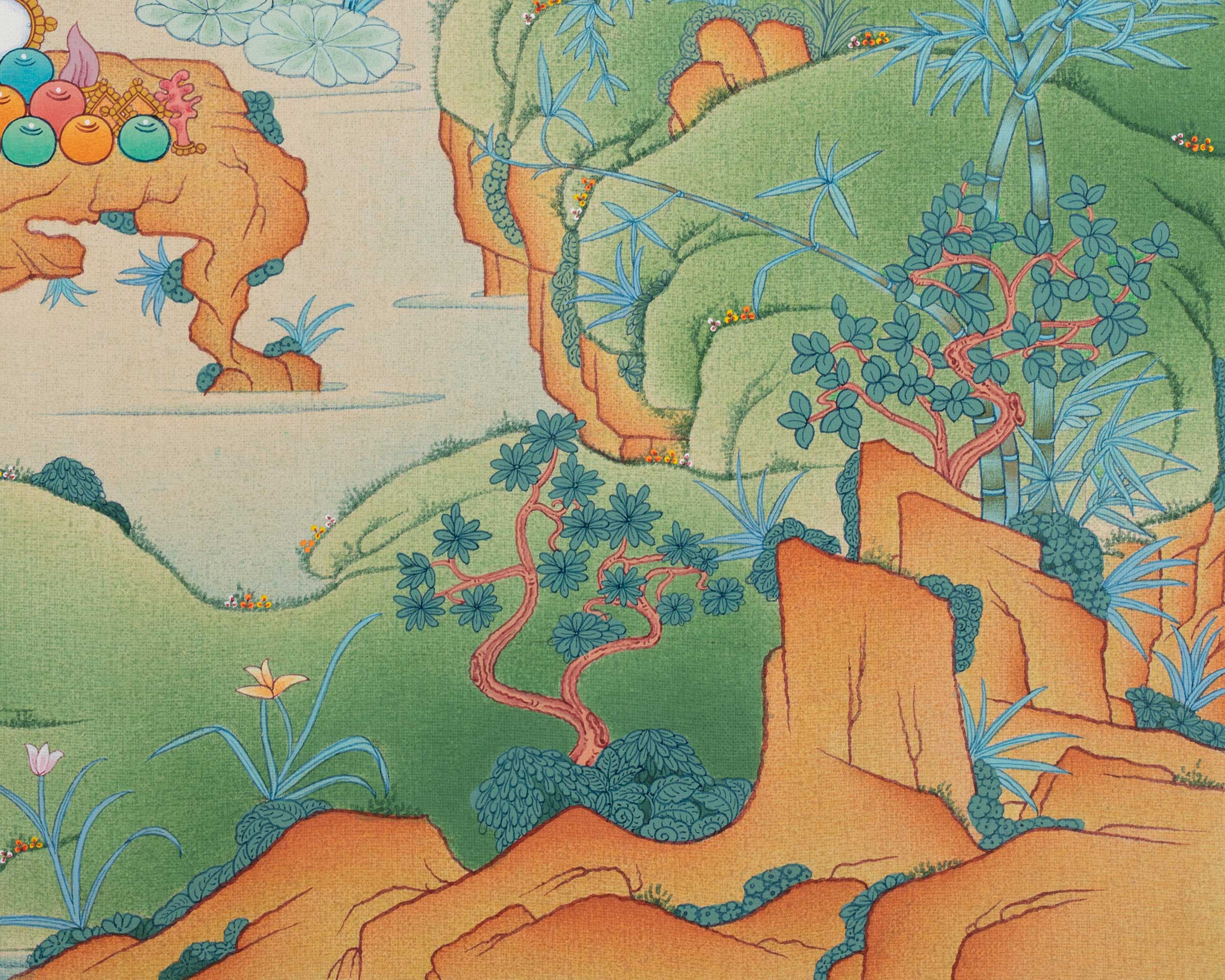 Buddhist Arya Tara Thangka Print | Green Tara Artwork | Goddess of Compassion